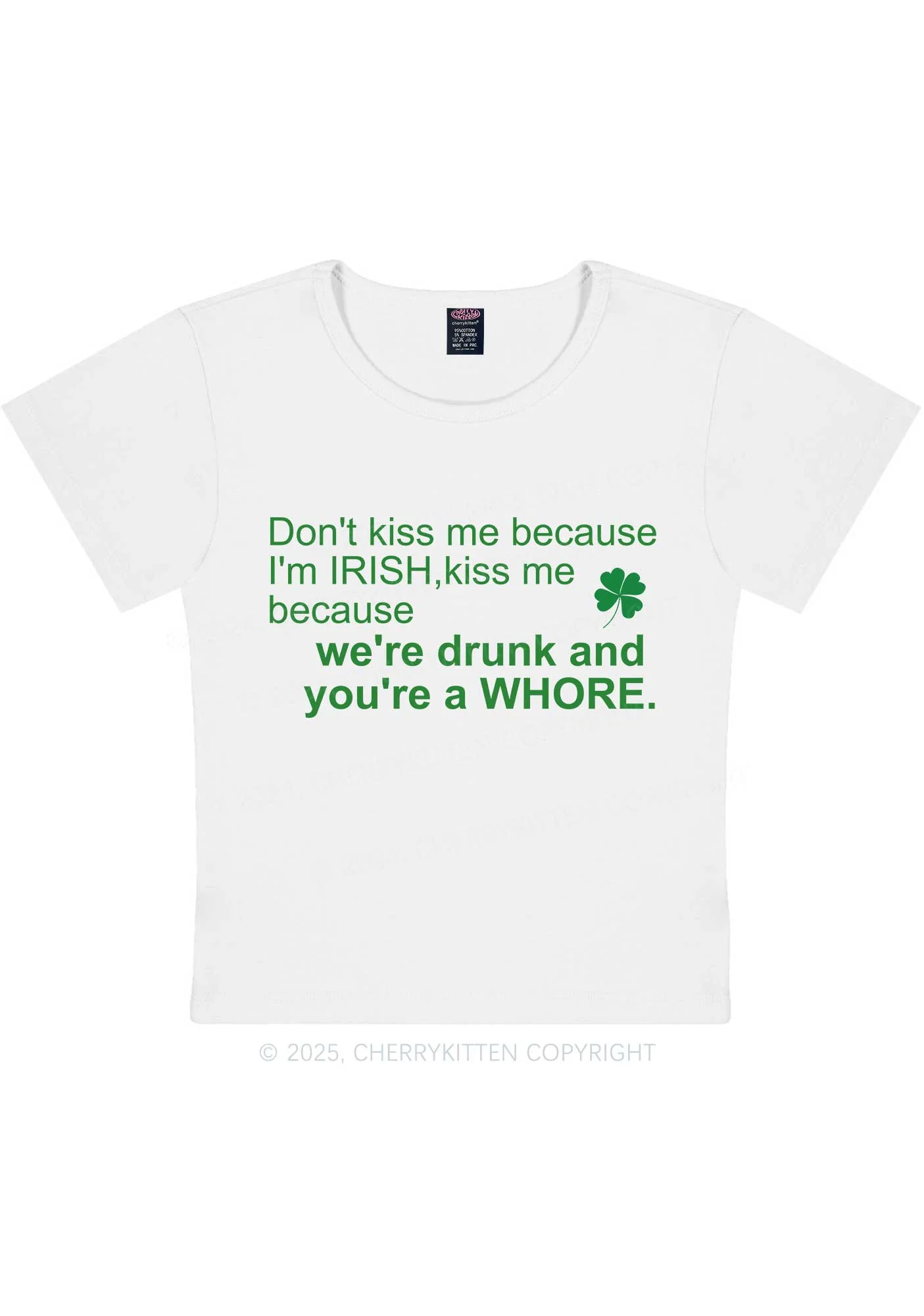 Drunk And Hore St Patricks Y2K Baby Tee Cherrykitten - Image 5
