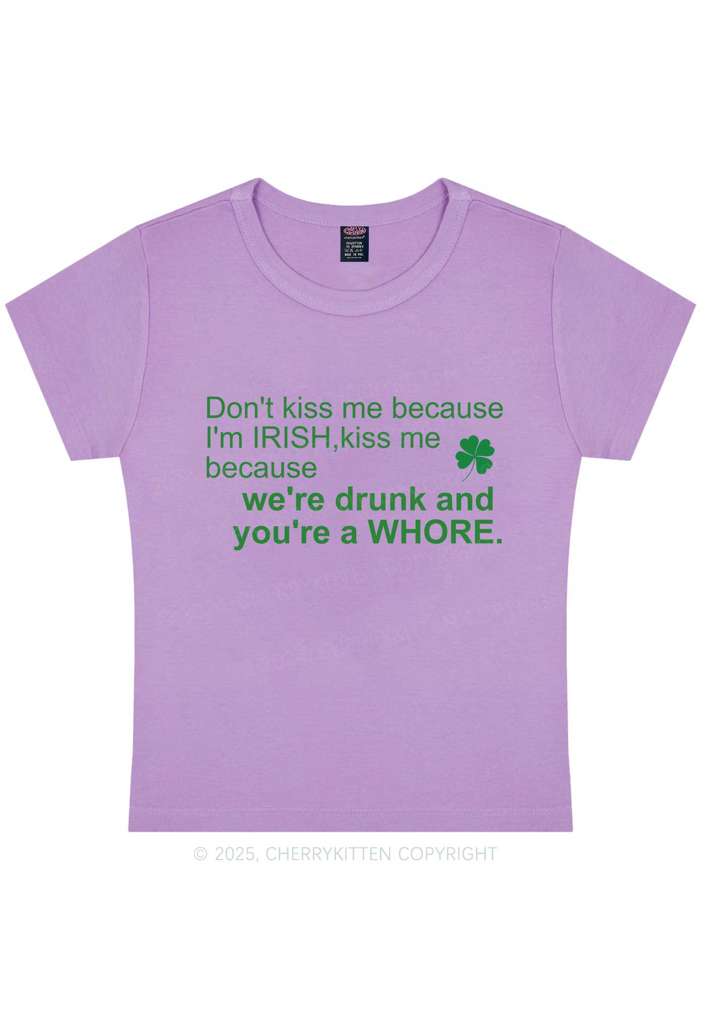 Drunk And Hore St Patricks Y2K Baby Tee Cherrykitten - Image 6