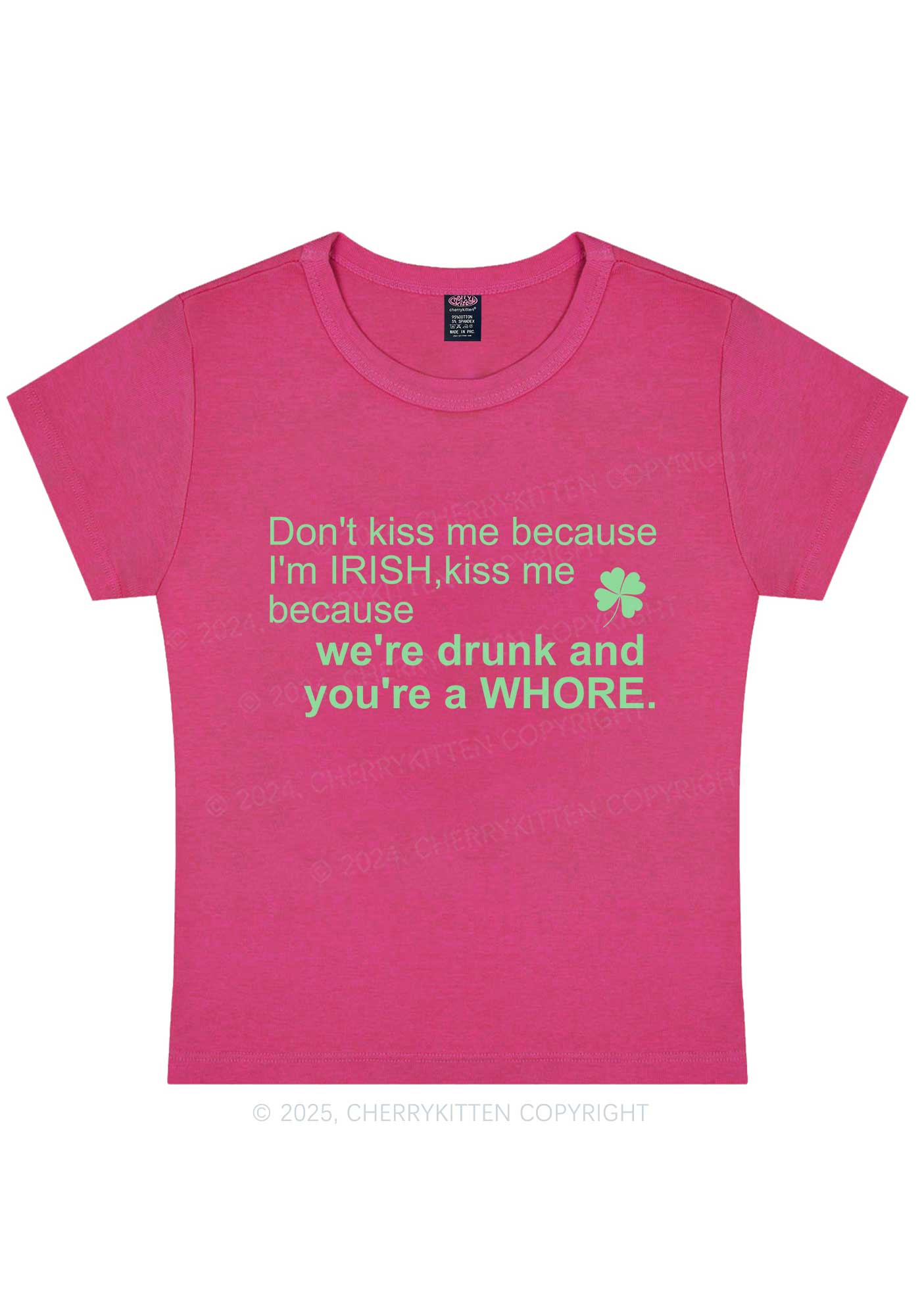 Drunk And Hore St Patricks Y2K Baby Tee Cherrykitten - Image 7
