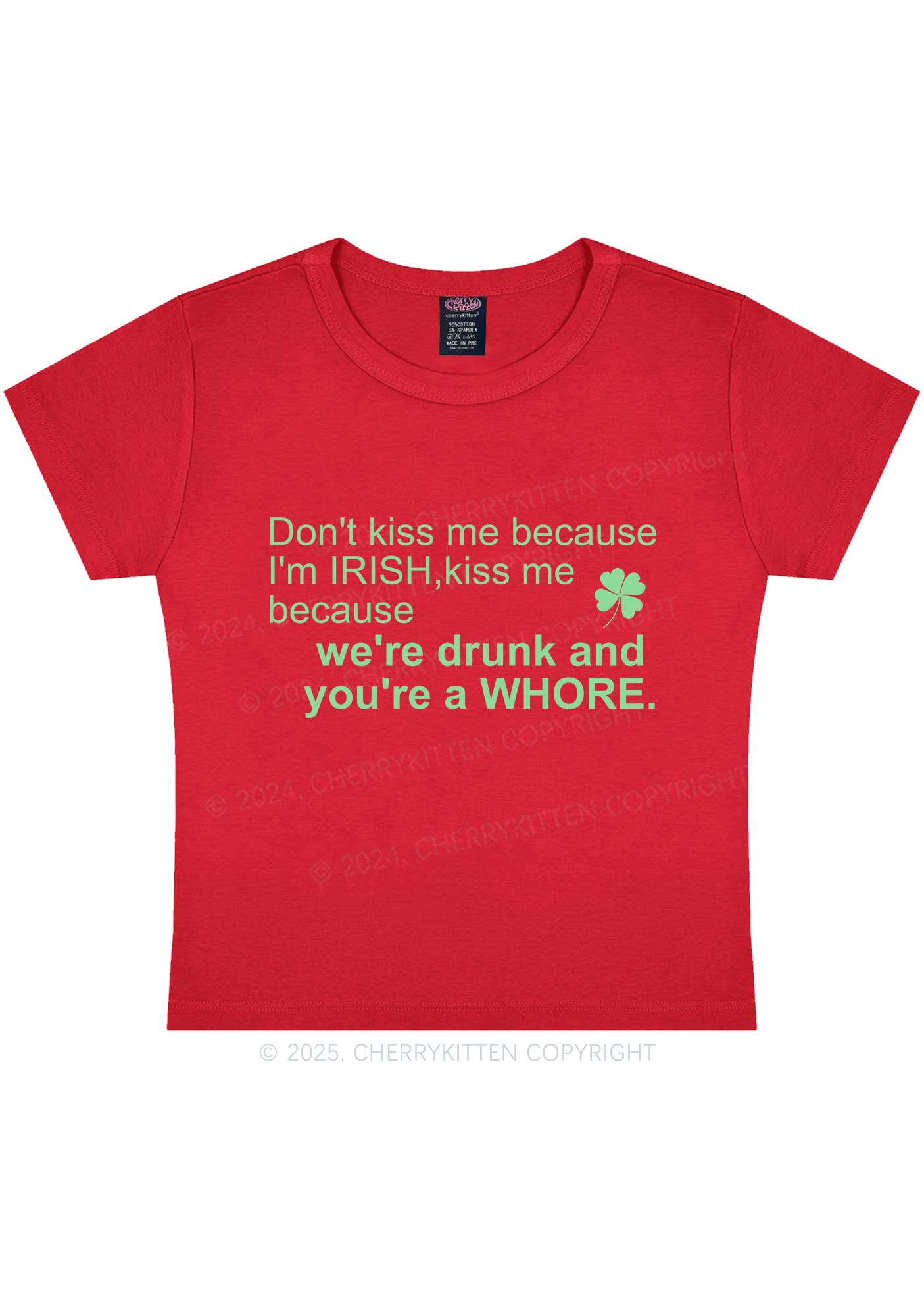 Drunk And Hore St Patricks Y2K Baby Tee Cherrykitten - Image 8