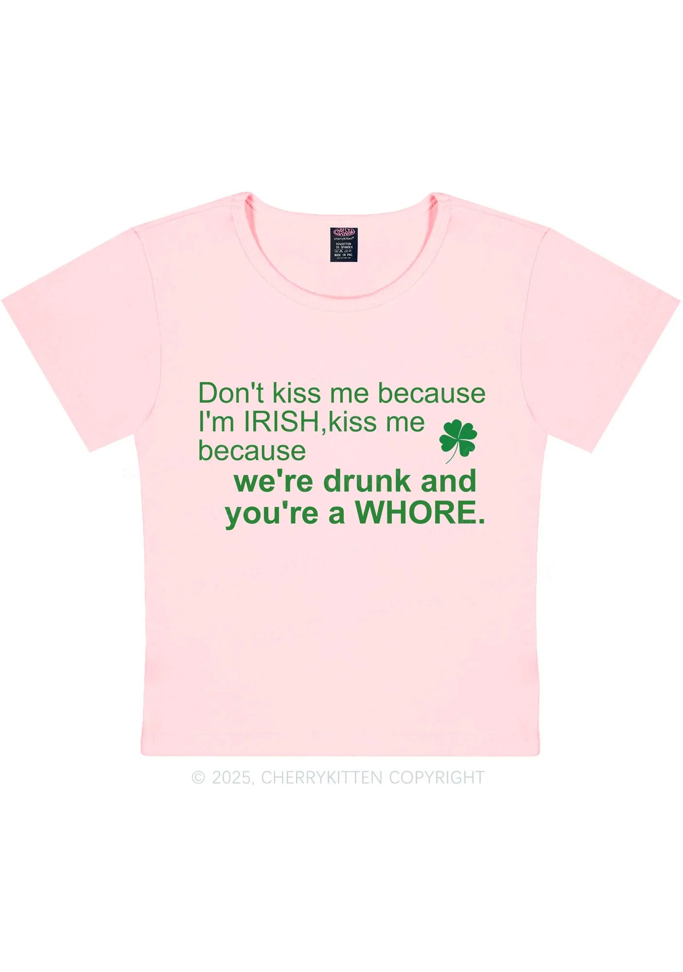 Drunk And Hore St Patricks Y2K Baby Tee Cherrykitten - Image 9