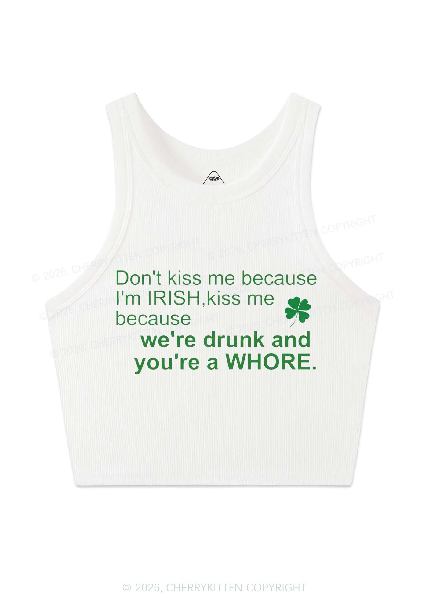 Drunk And Hore St Patricks Y2K Crop Tank Top Cherrykitten - Image 4