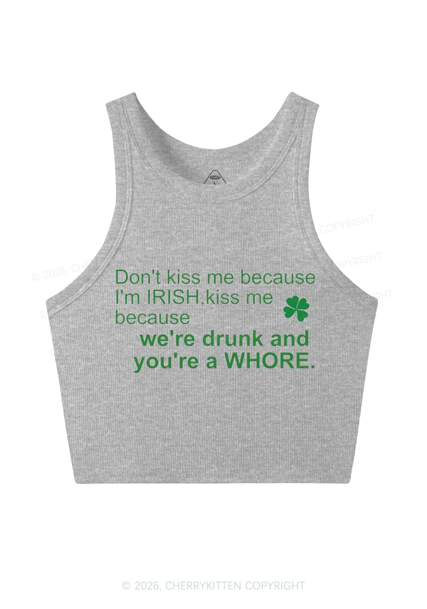 Drunk And Hore St Patricks Y2K Crop Tank Top Cherrykitten - Image 5
