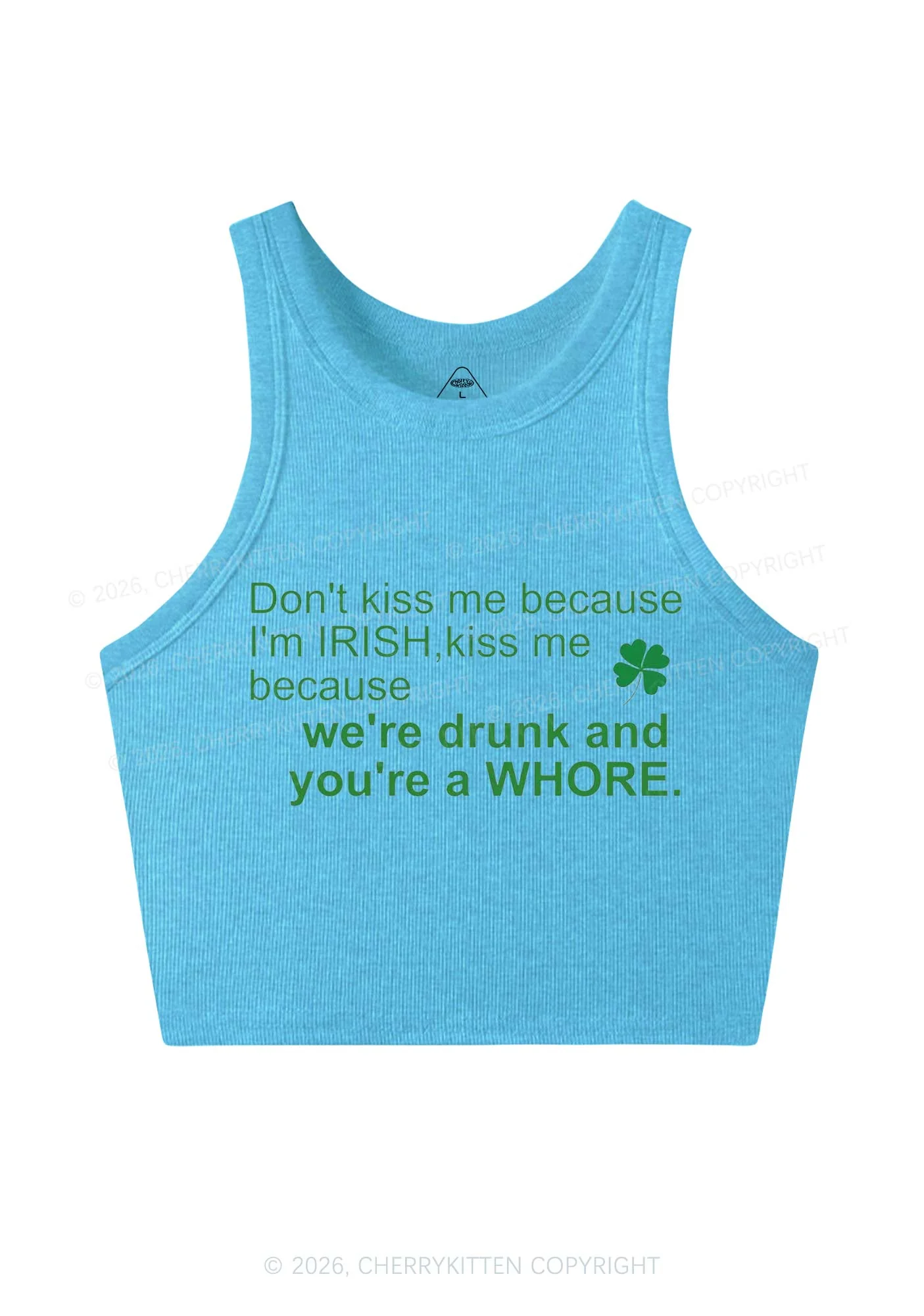 Drunk And Hore St Patricks Y2K Crop Tank Top Cherrykitten - Image 6