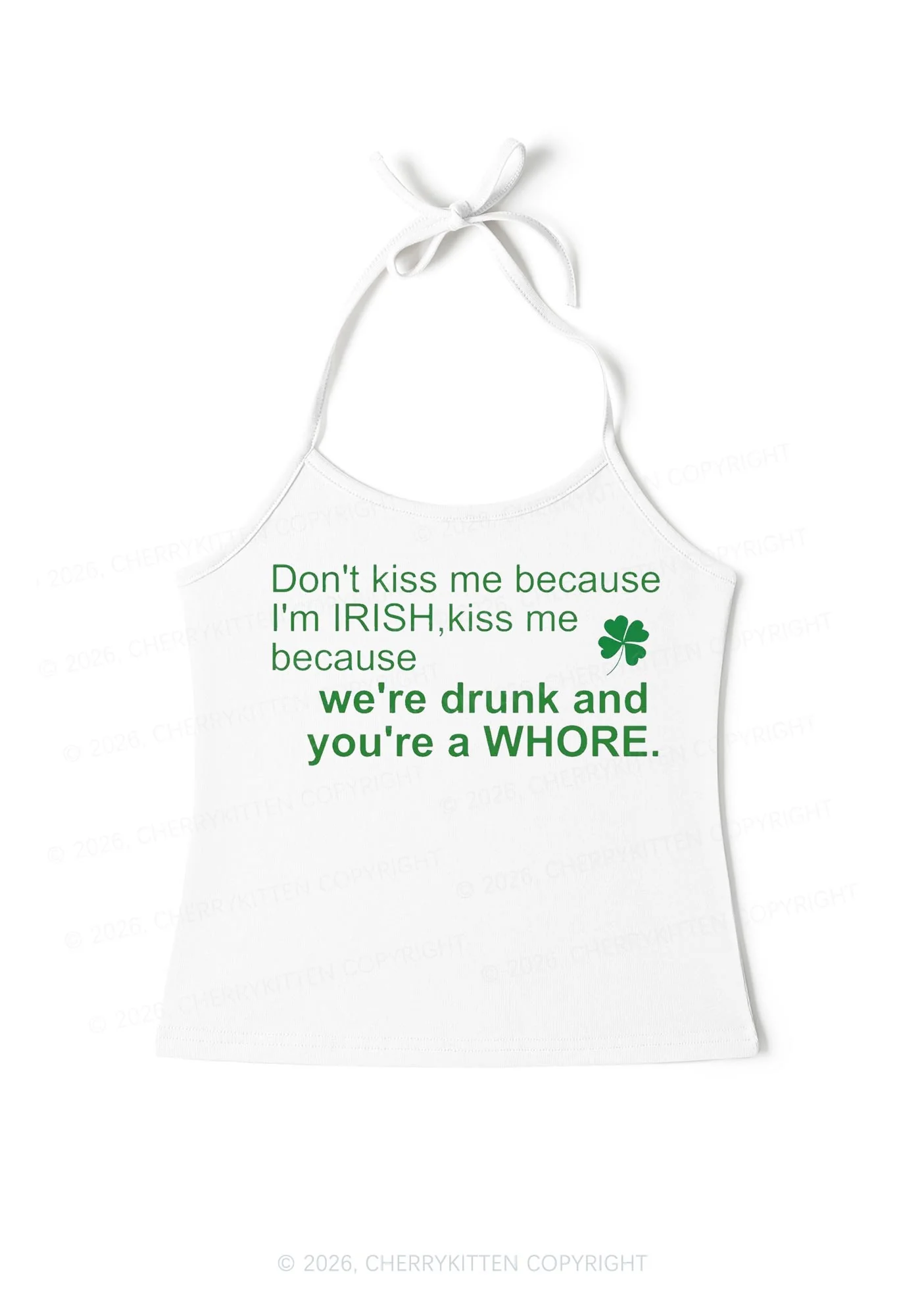 Drunk And Hore St Patricks Y2K Halter Neck Cami Cherrykitten - Image 3