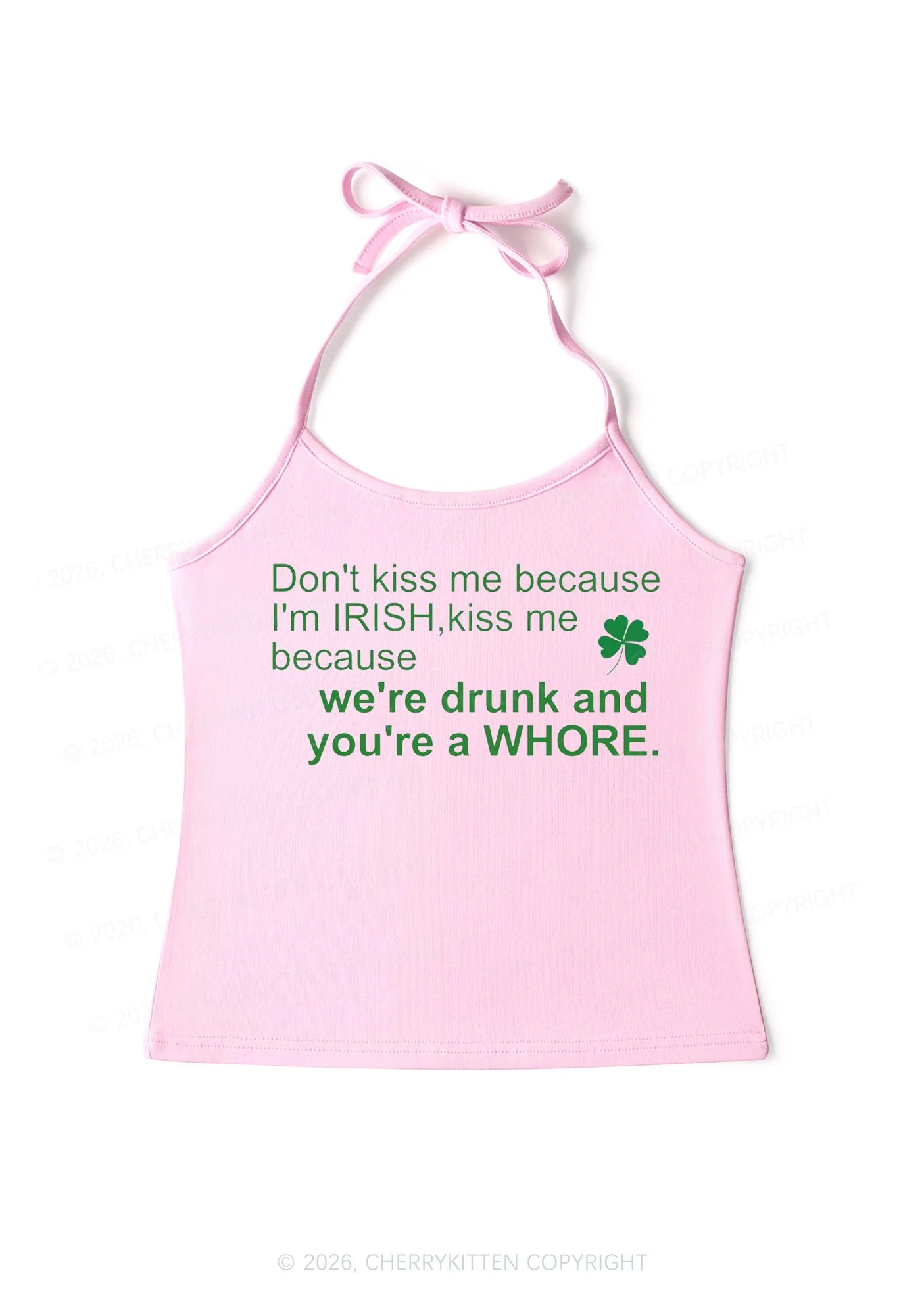 Drunk And Hore St Patricks Y2K Halter Neck Cami Cherrykitten - Image 5
