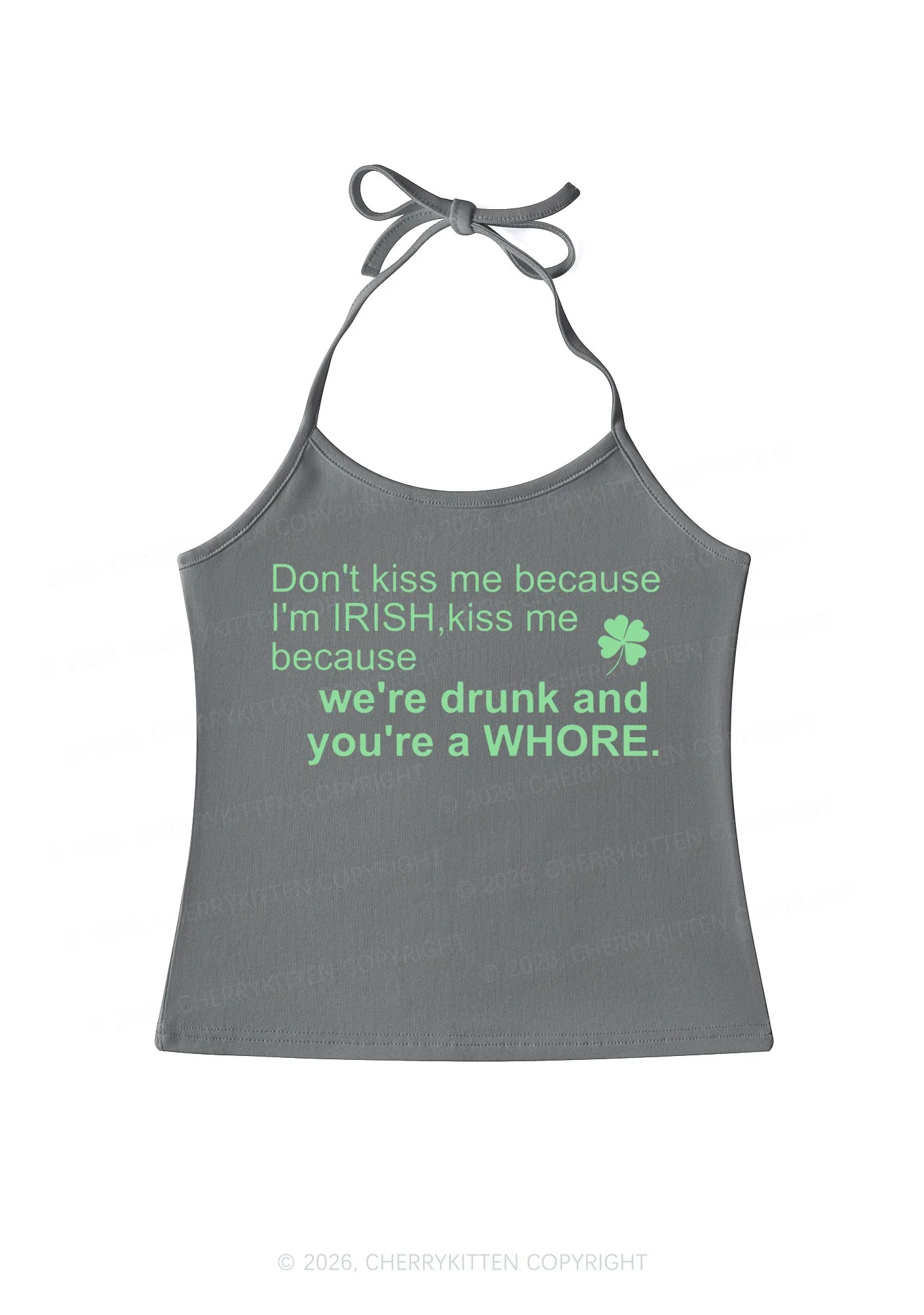 Drunk And Hore St Patricks Y2K Halter Neck Cami Cherrykitten - Image 8