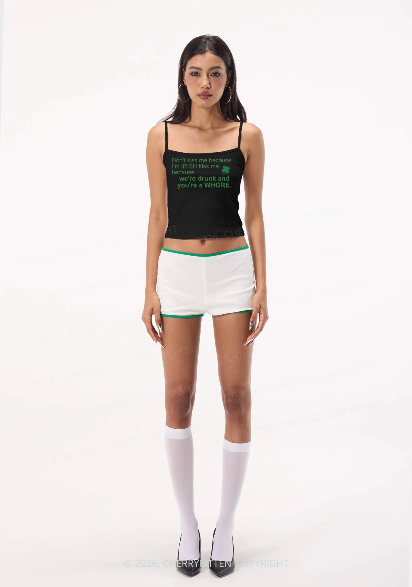 Drunk And Hore St Patricks Y2K Spaghetti Strap Cami Cherrykitten - Image 2