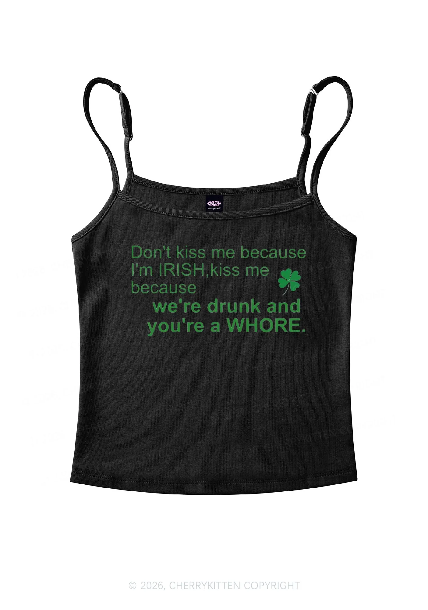 Drunk And Hore St Patricks Y2K Spaghetti Strap Cami Cherrykitten - Image 3