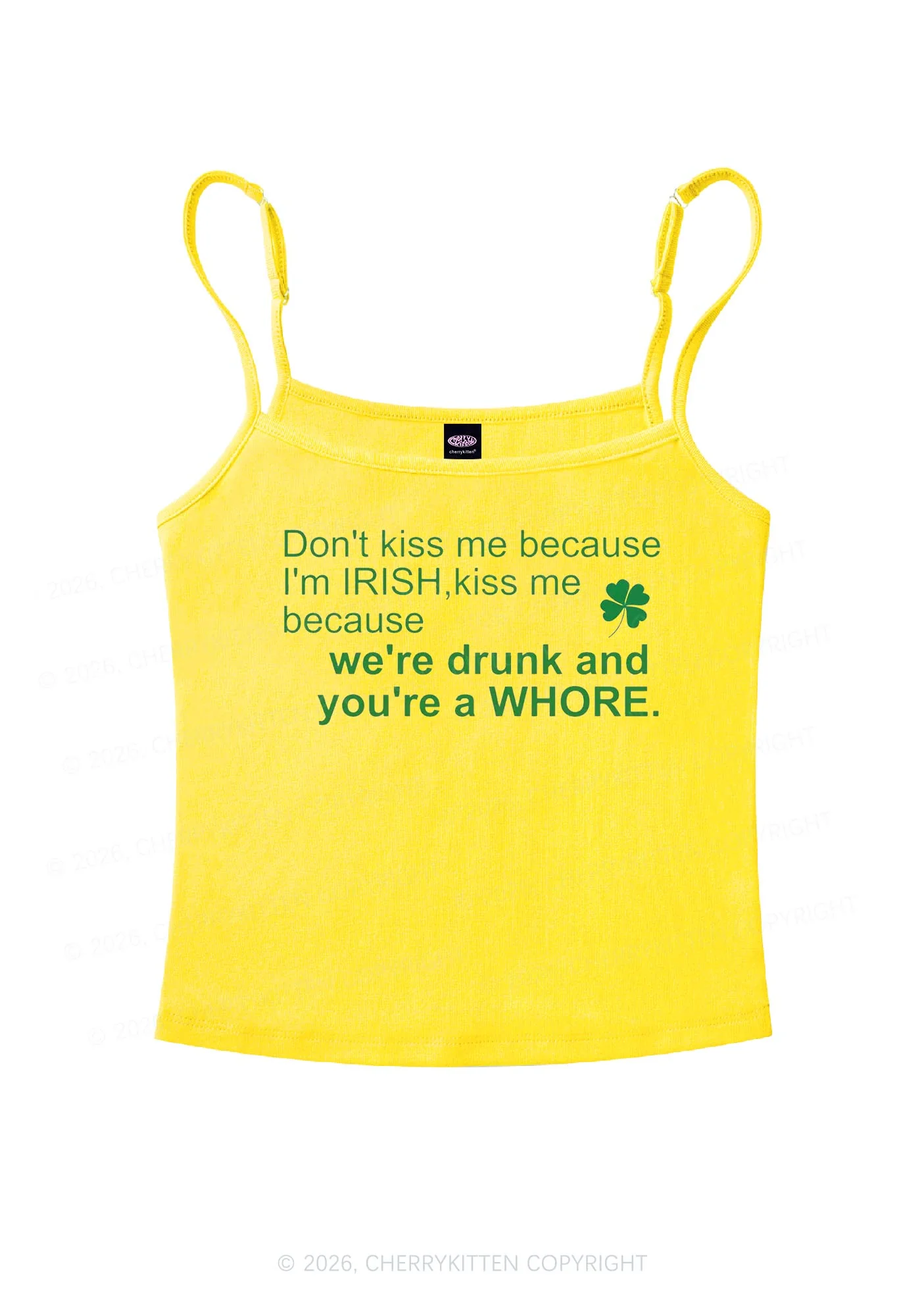 Drunk And Hore St Patricks Y2K Spaghetti Strap Cami Cherrykitten - Image 4