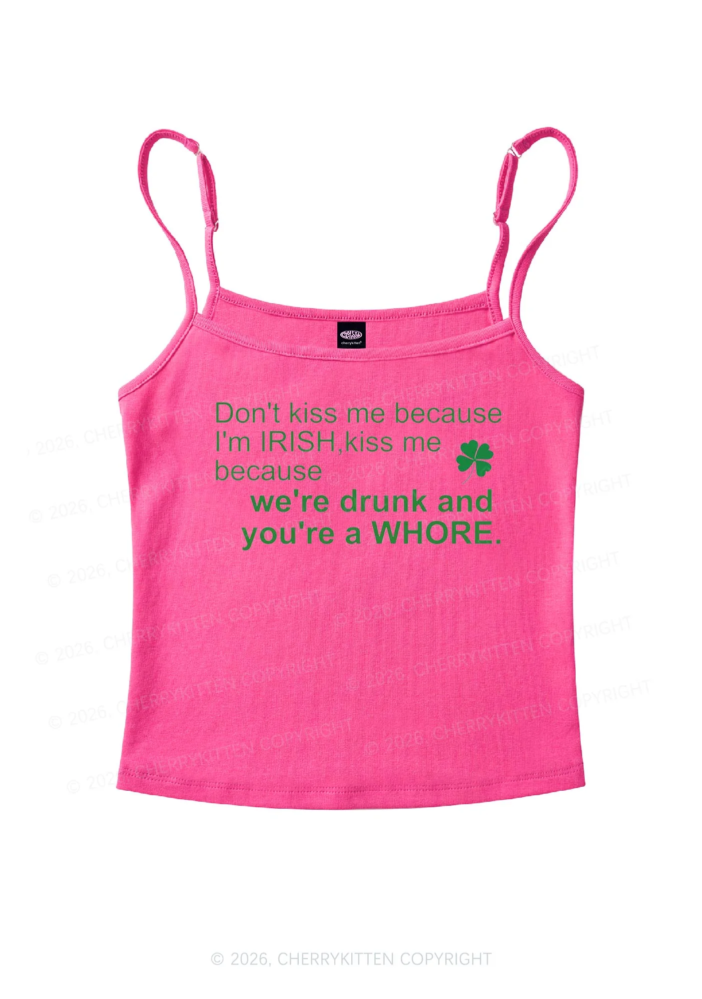 Drunk And Hore St Patricks Y2K Spaghetti Strap Cami Cherrykitten - Image 5