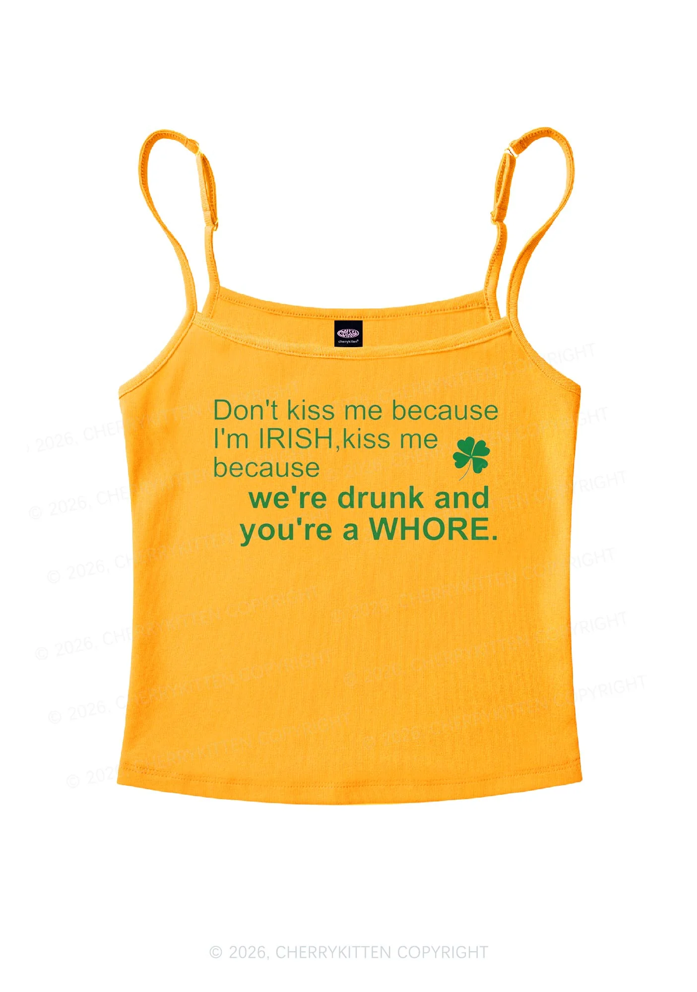 Drunk And Hore St Patricks Y2K Spaghetti Strap Cami Cherrykitten - Image 6