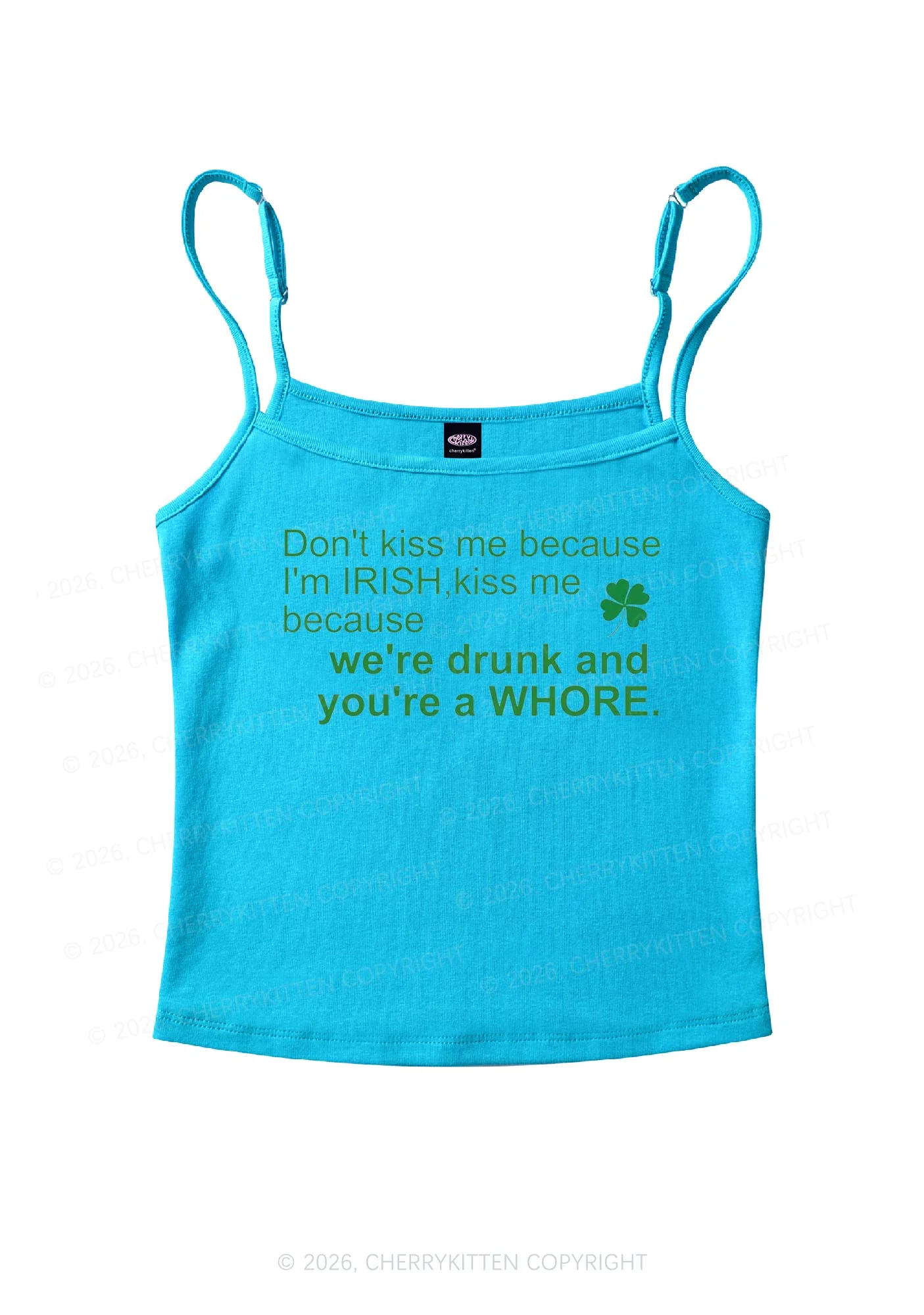 Drunk And Hore St Patricks Y2K Spaghetti Strap Cami Cherrykitten - Image 7