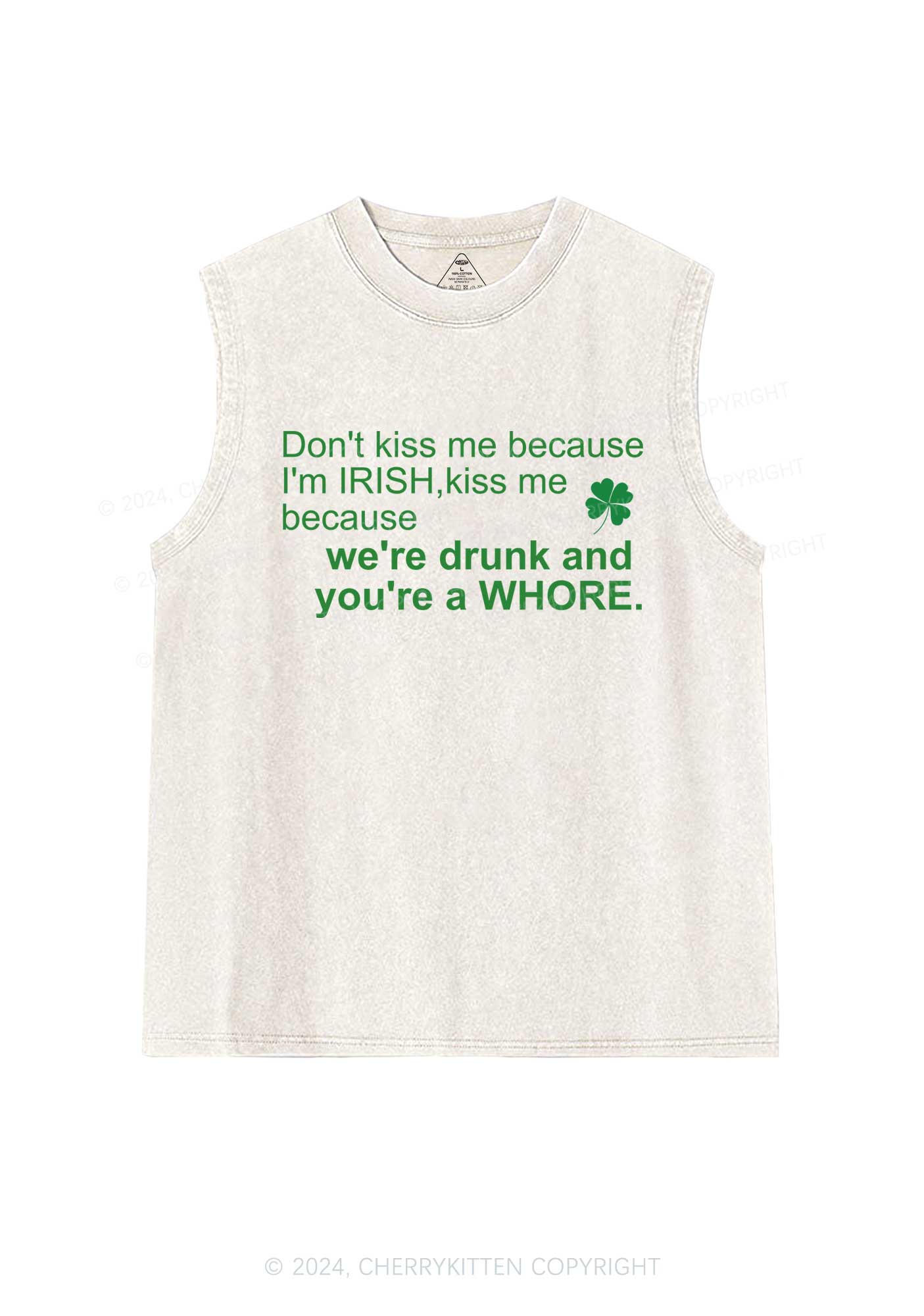 Drunk And Hore St Patricks Y2K Washed Tank Cherrykitten - Image 3