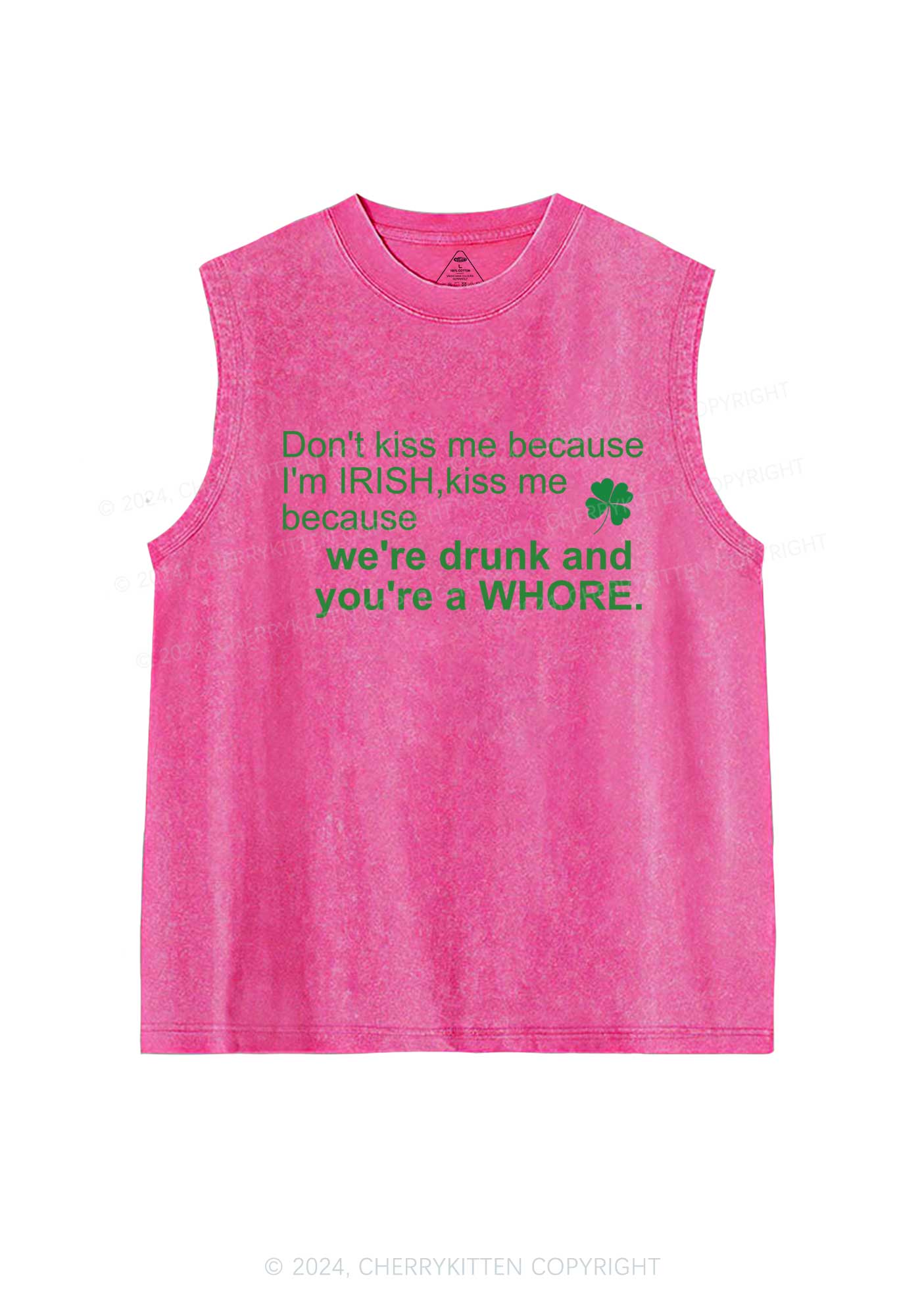 Drunk And Hore St Patricks Y2K Washed Tank Cherrykitten - Image 4
