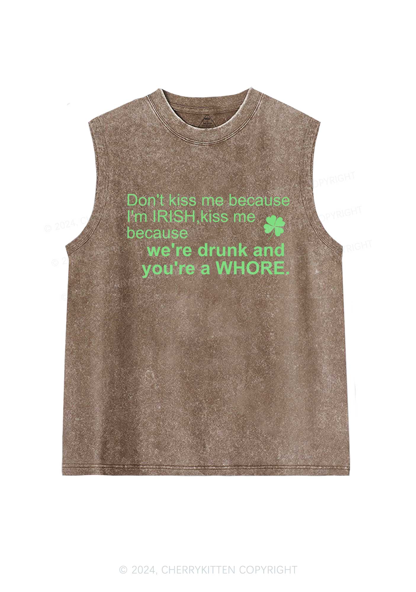 Drunk And Hore St Patricks Y2K Washed Tank Cherrykitten - Image 6