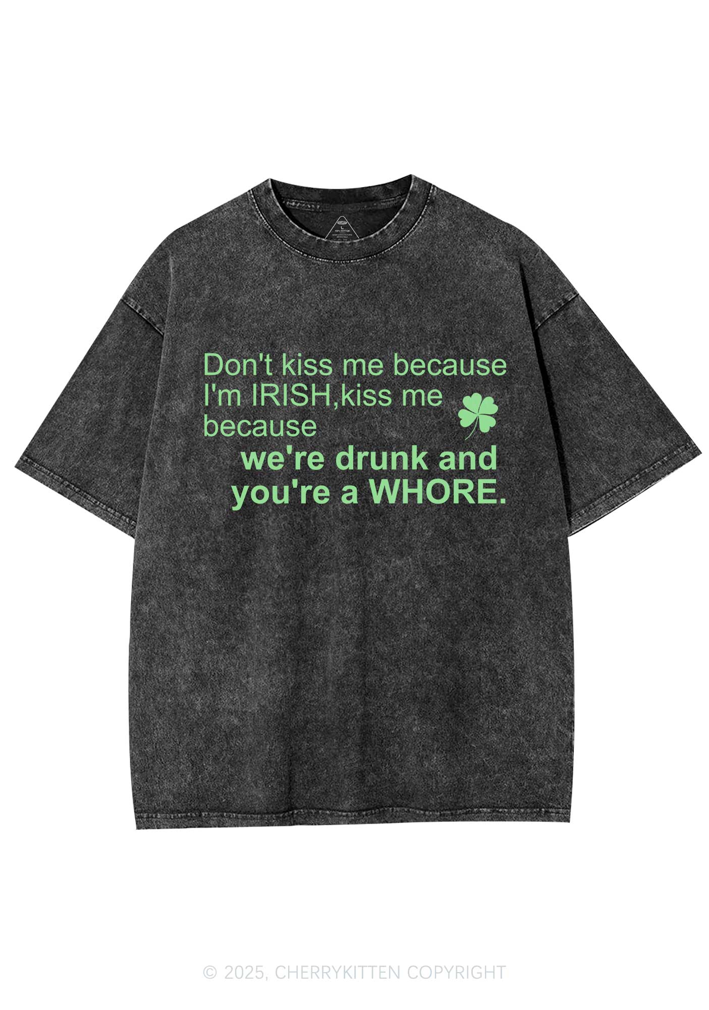 Drunk And Hore St Patricks Y2K Washed Tee Cherrykitten - Image 4