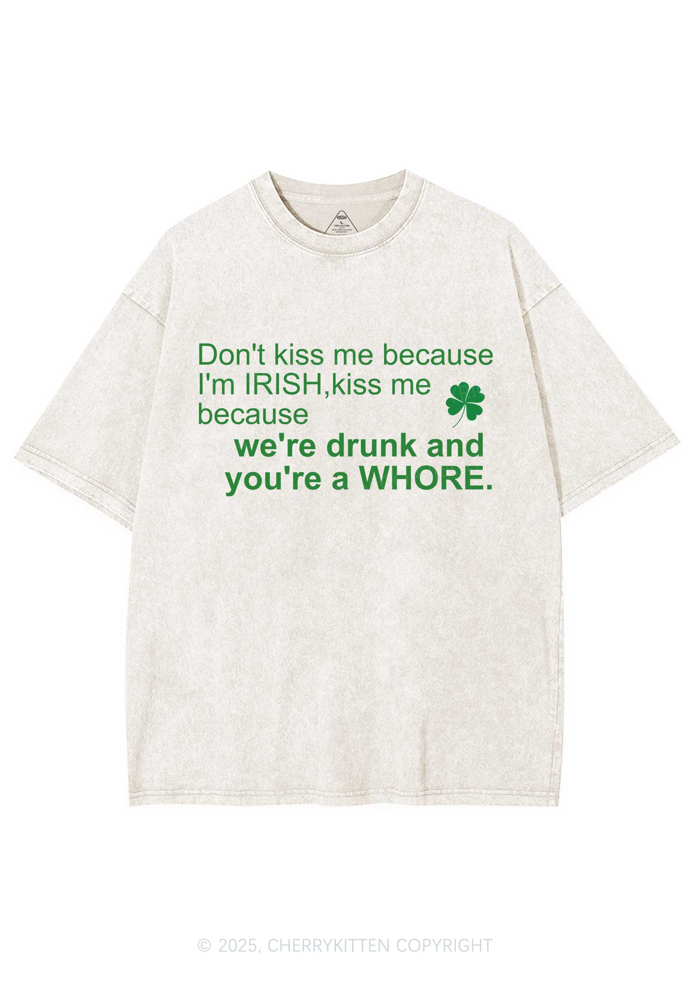 Drunk And Hore St Patricks Y2K Washed Tee Cherrykitten - Image 5