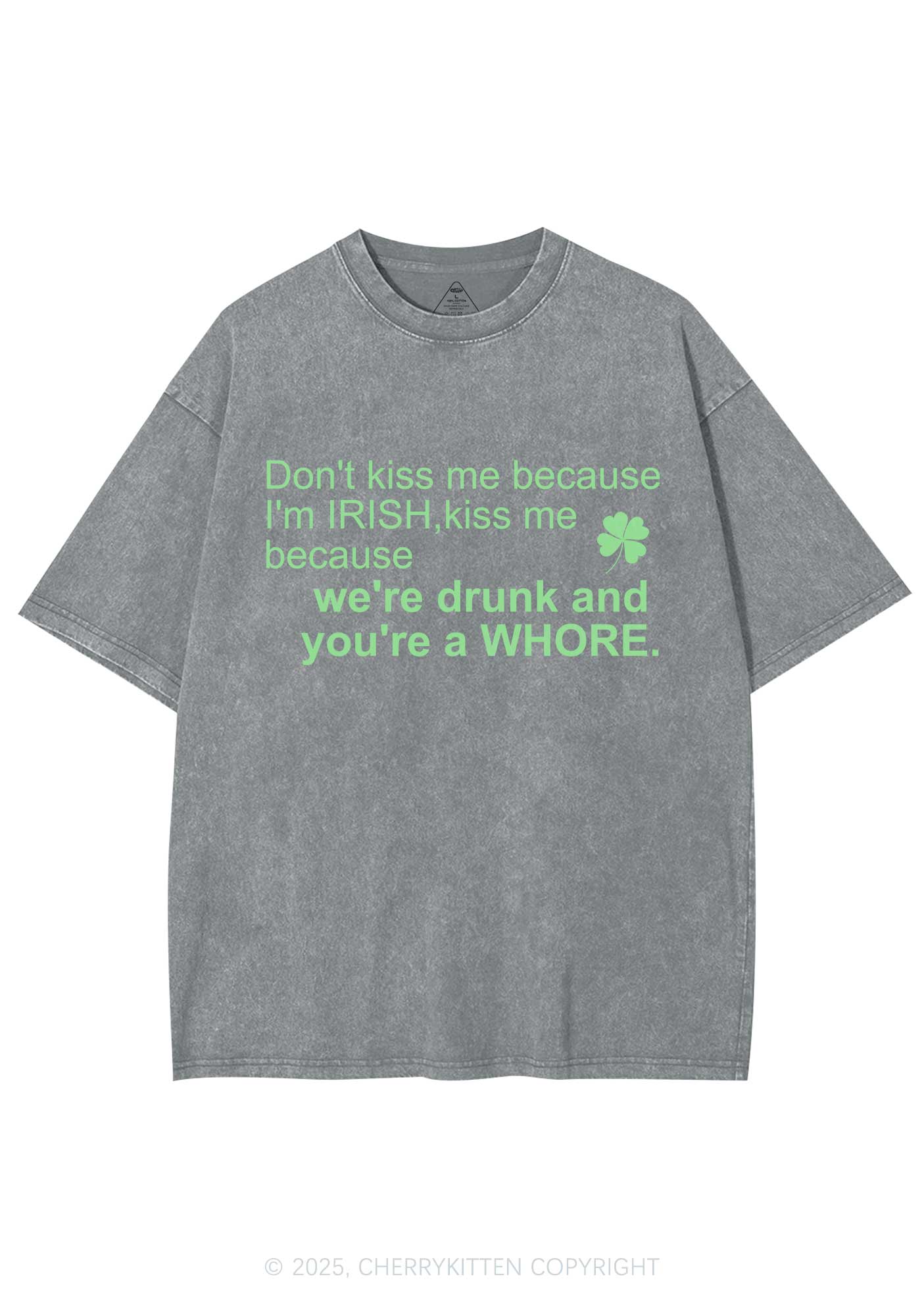Drunk And Hore St Patricks Y2K Washed Tee Cherrykitten - Image 8