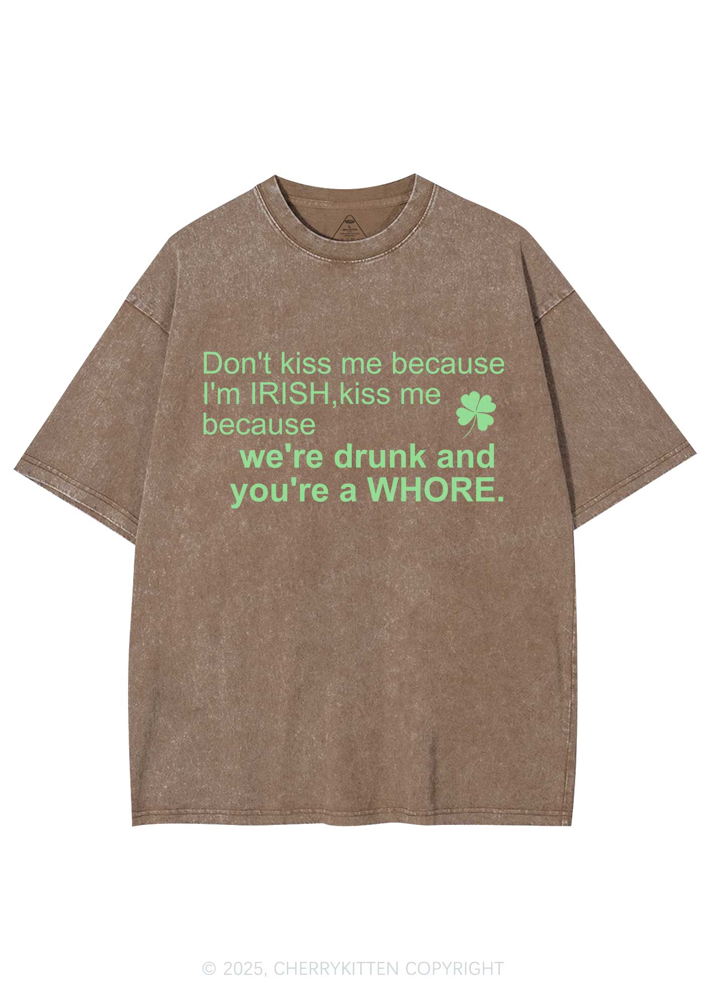 Drunk And Hore St Patricks Y2K Washed Tee Cherrykitten - Image 9