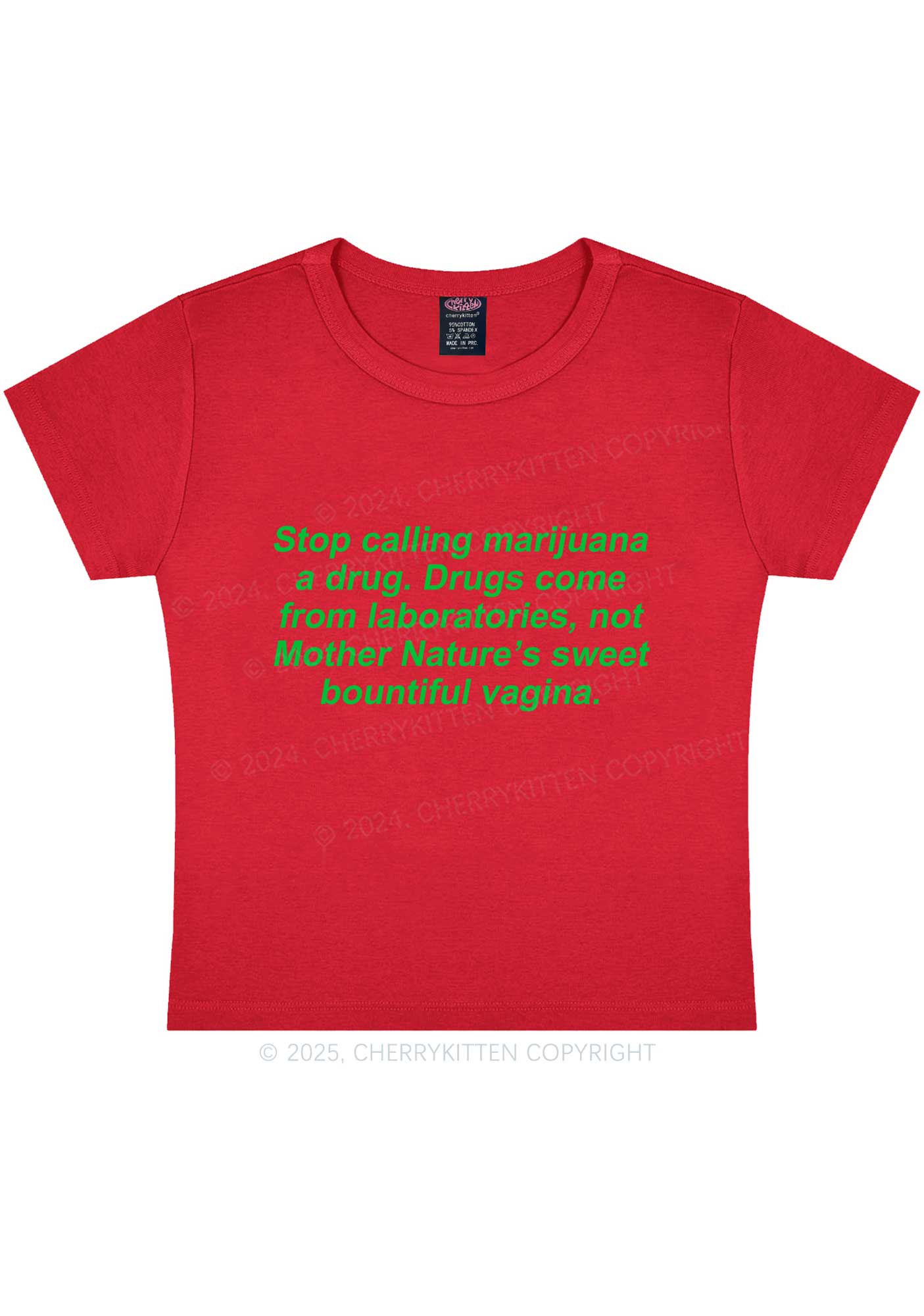 Drxgs Come From Lab Y2K Baby Tee Cherrykitten - Image 7