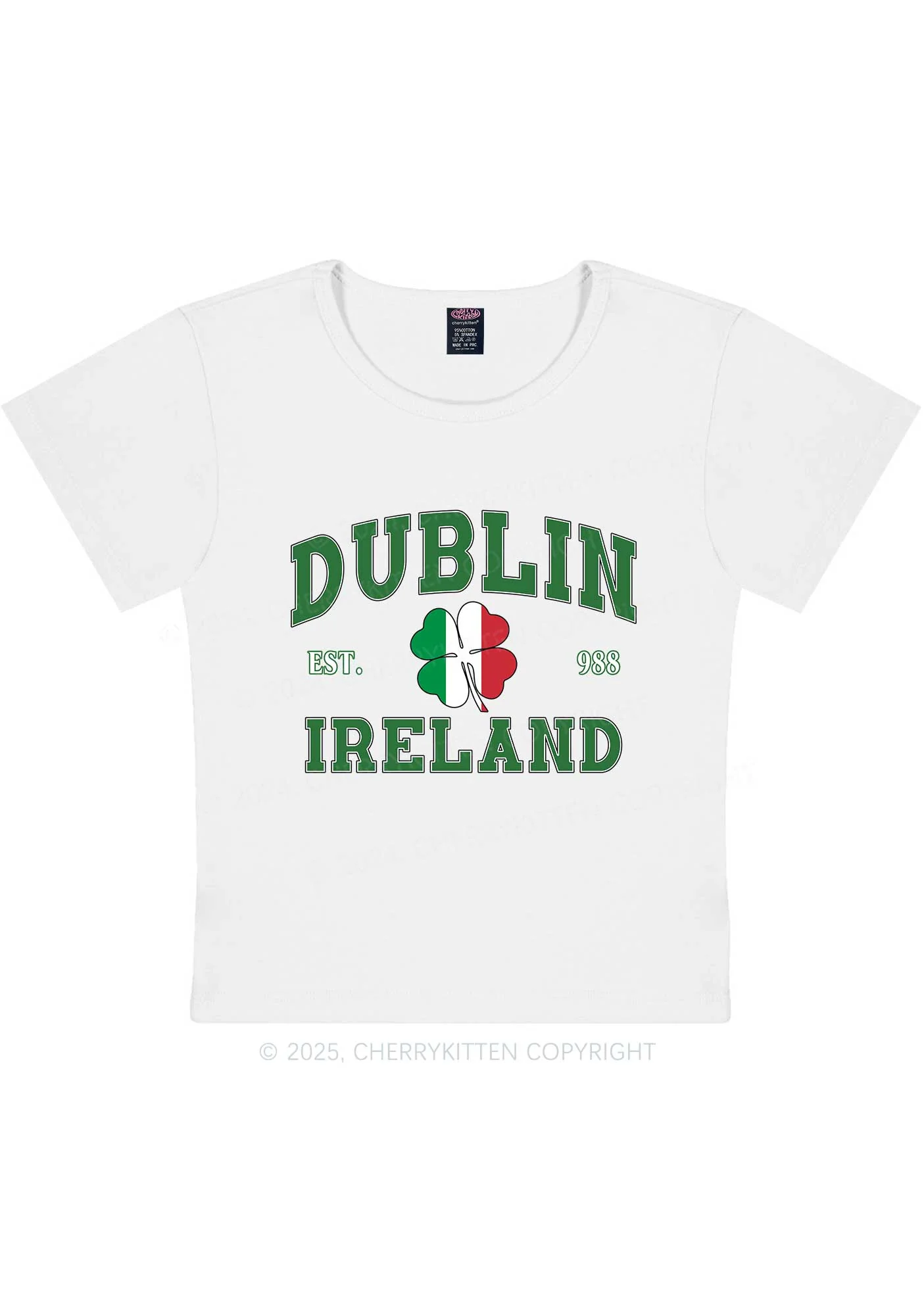 Dublin Ireland St Patricks Y2K Baby Tee Cherrykitten - Image 3
