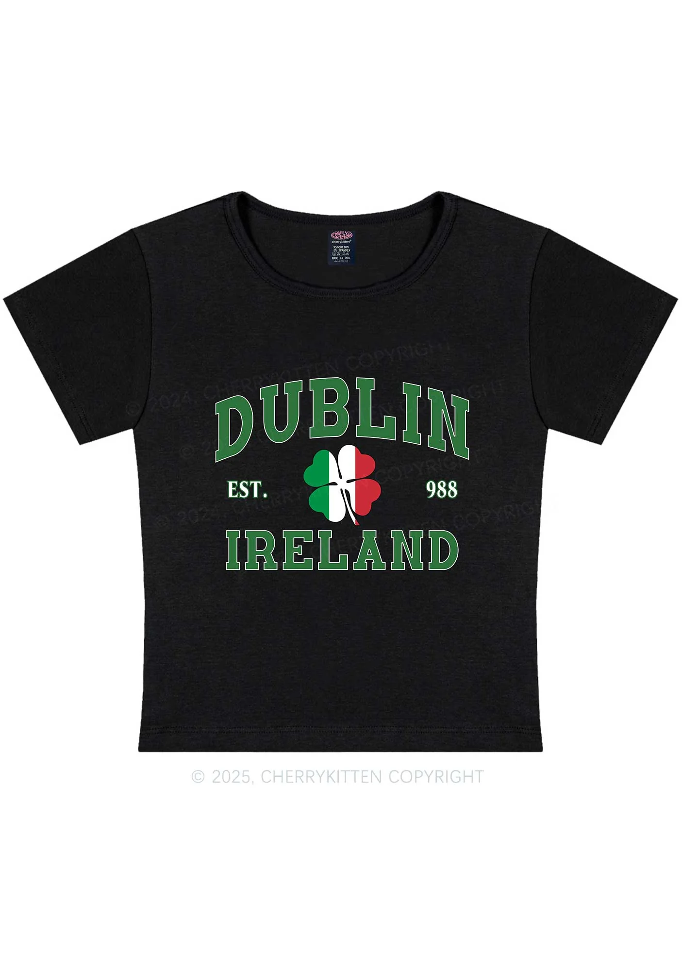 Dublin Ireland St Patricks Y2K Baby Tee Cherrykitten - Image 4