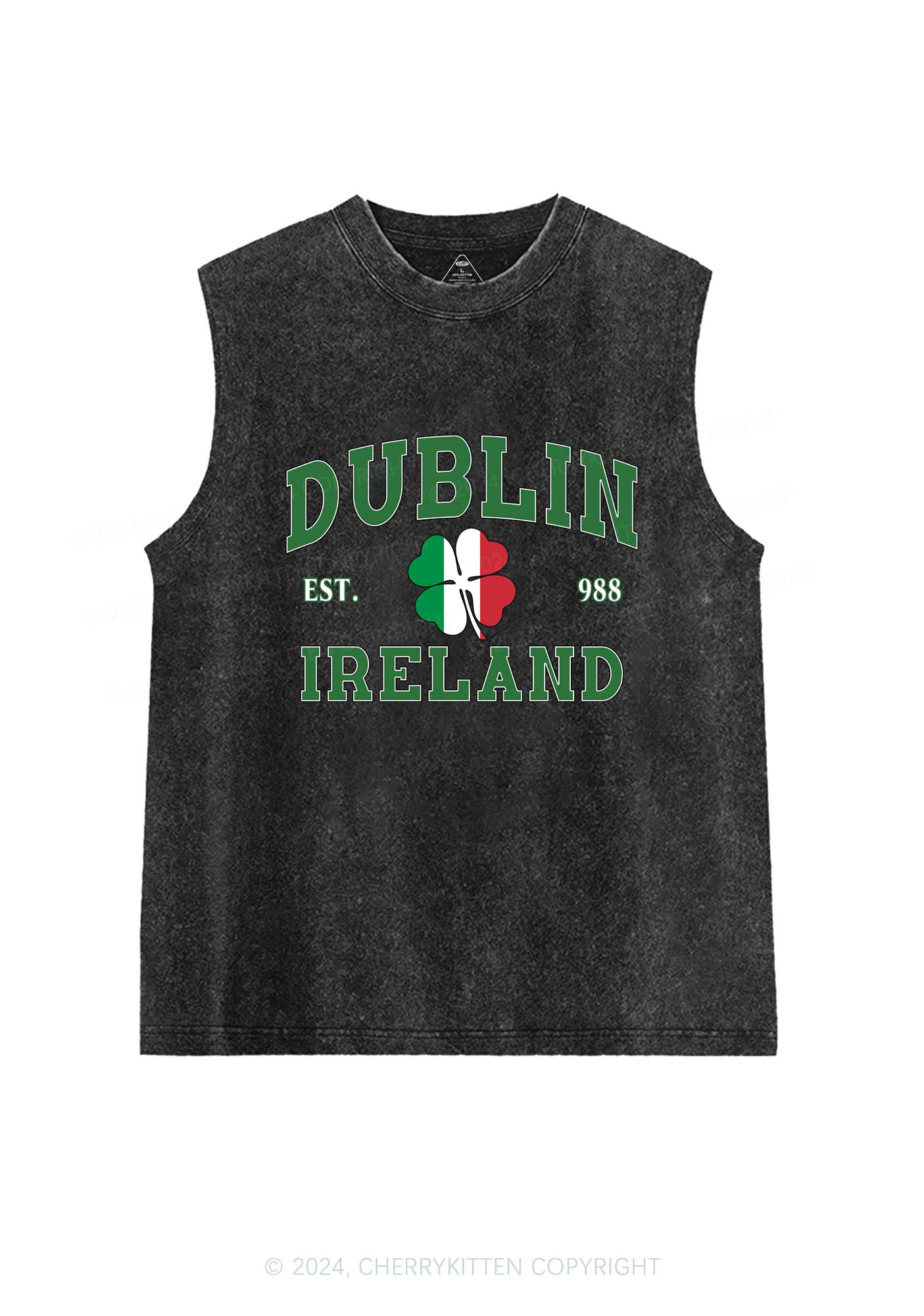 Dublin Ireland St Patricks Y2K Washed Tank Cherrykitten - Image 3
