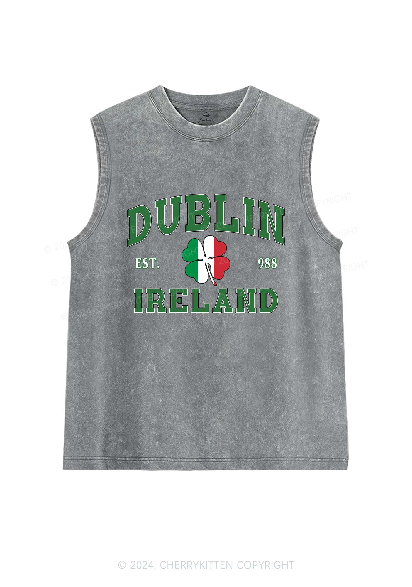 Dublin Ireland St Patricks Y2K Washed Tank Cherrykitten - Image 5