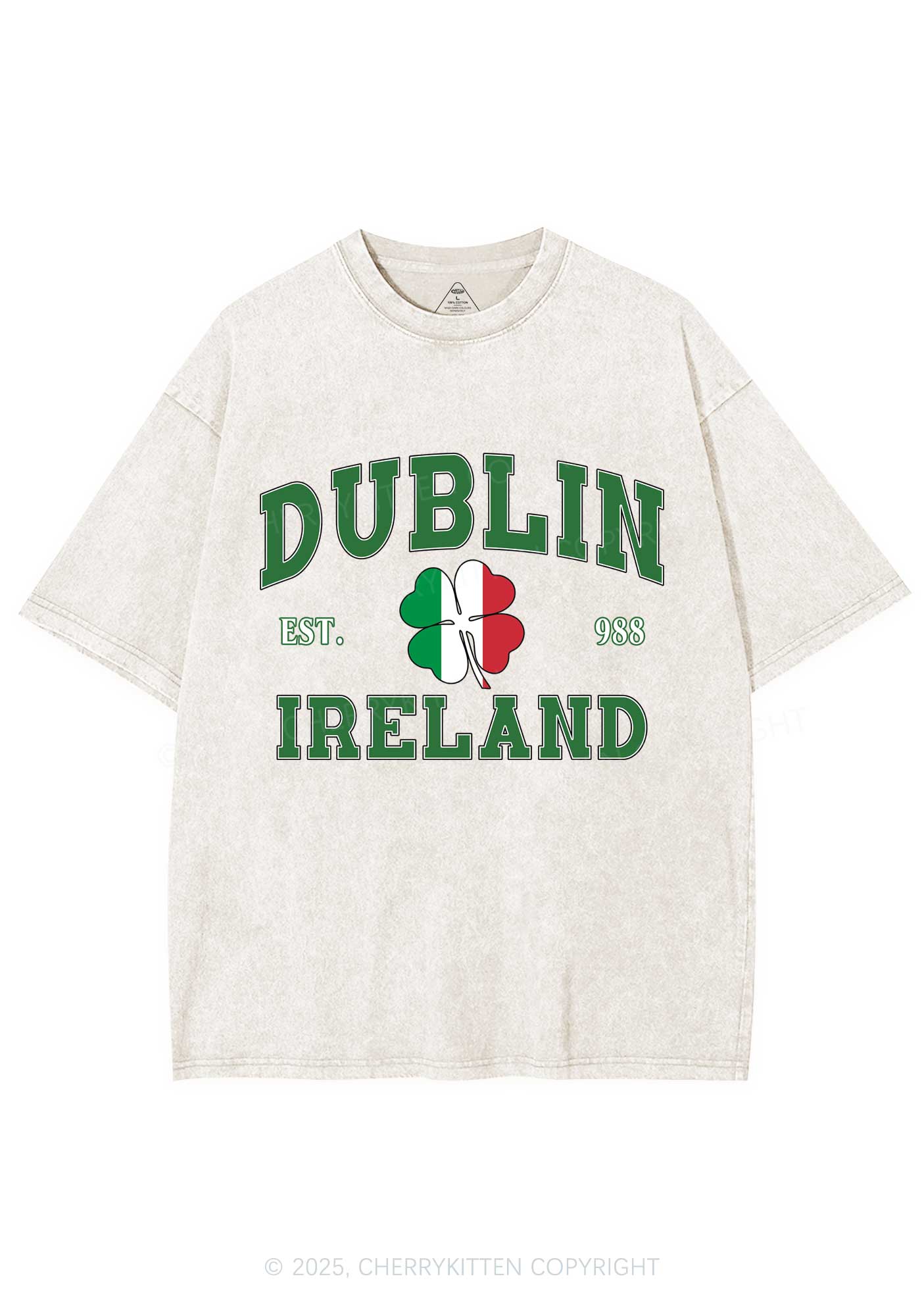 Dublin Ireland St Patricks Y2K Washed Tee Cherrykitten - Image 4