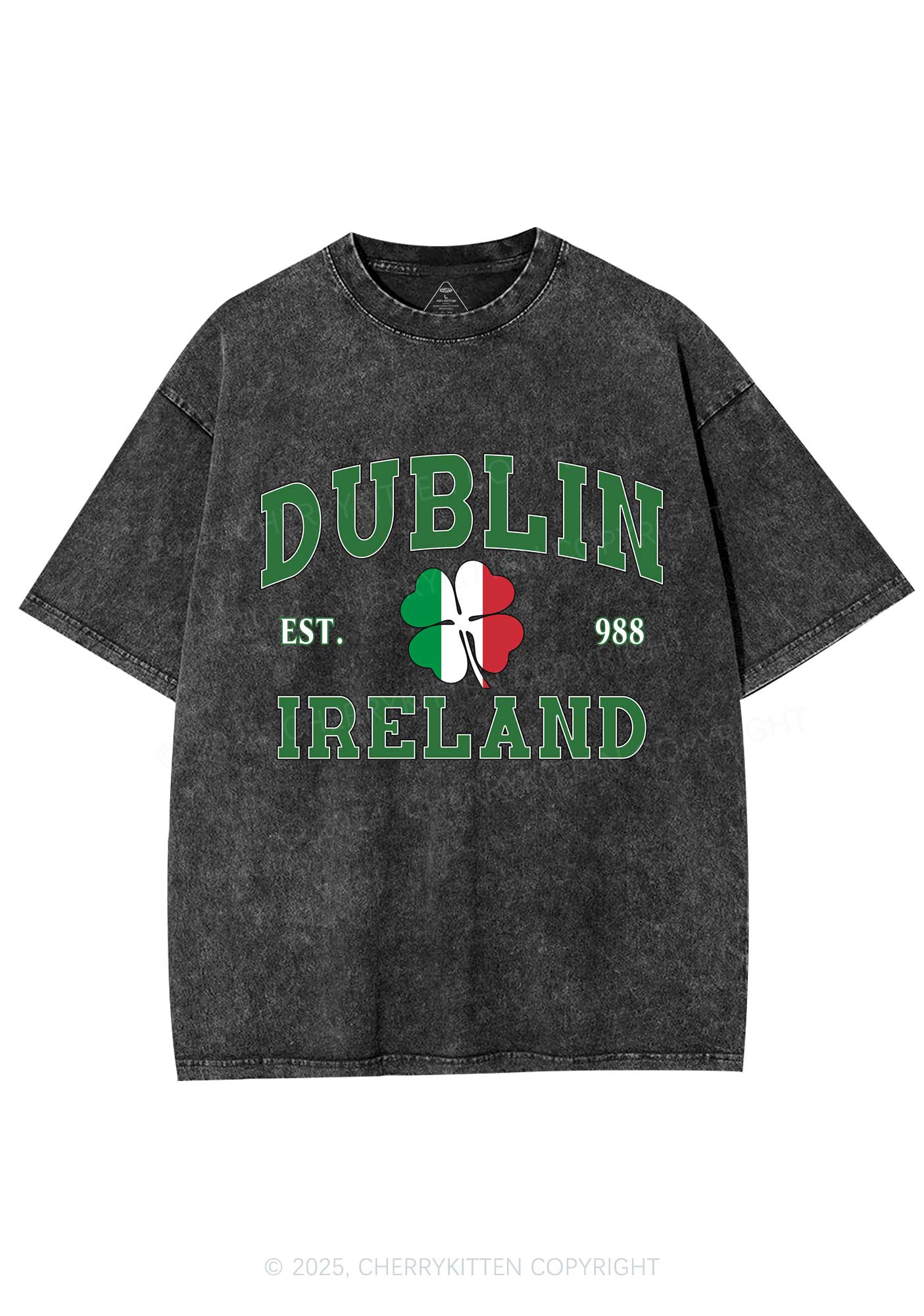 Dublin Ireland St Patricks Y2K Washed Tee Cherrykitten - Image 5