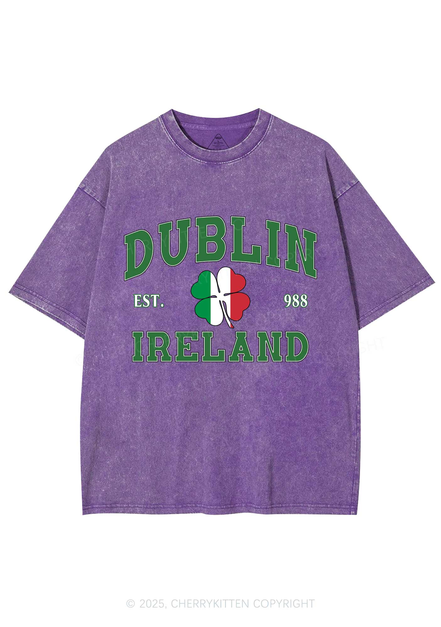 Dublin Ireland St Patricks Y2K Washed Tee Cherrykitten - Image 7