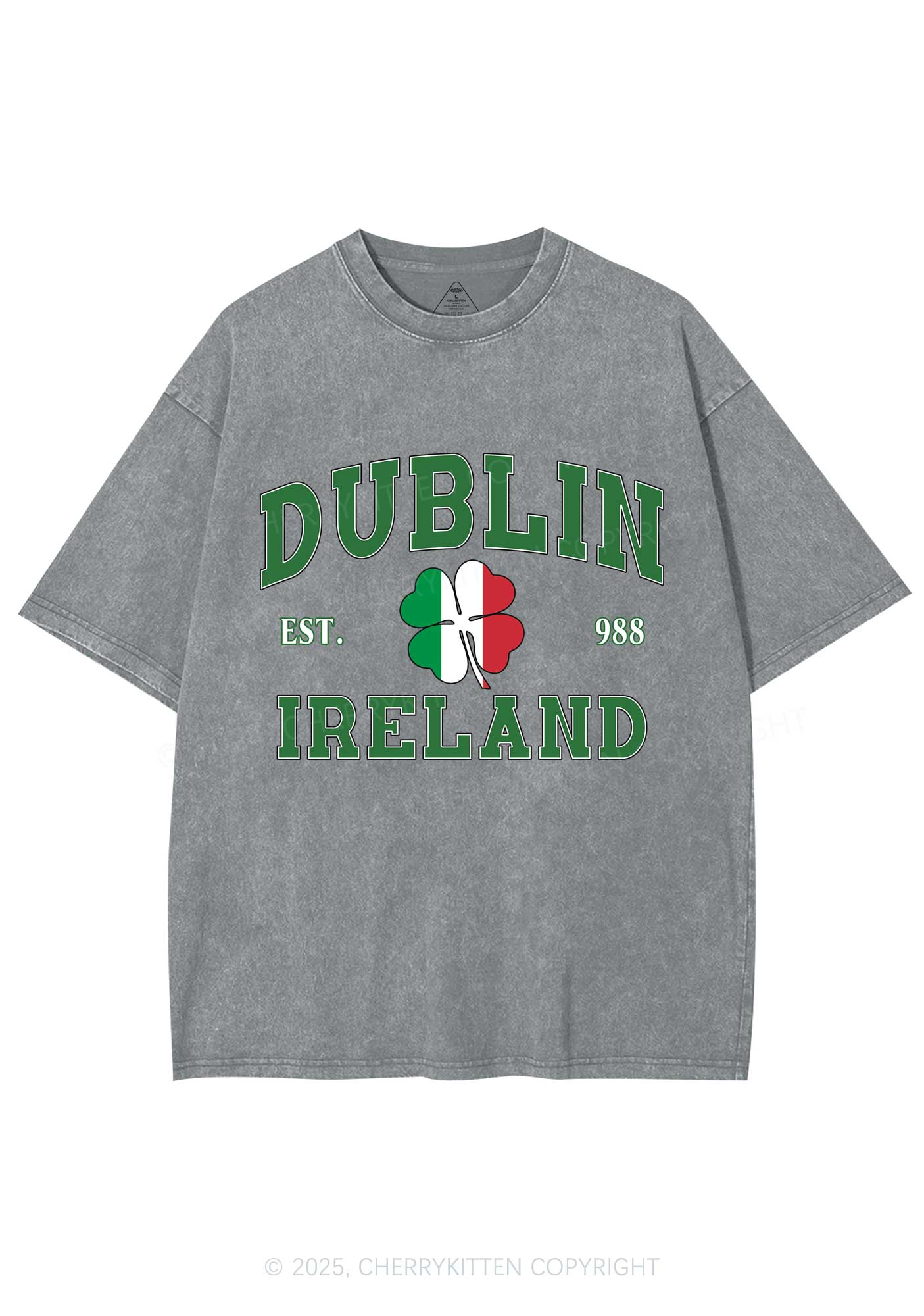 Dublin Ireland St Patricks Y2K Washed Tee Cherrykitten - Image 8