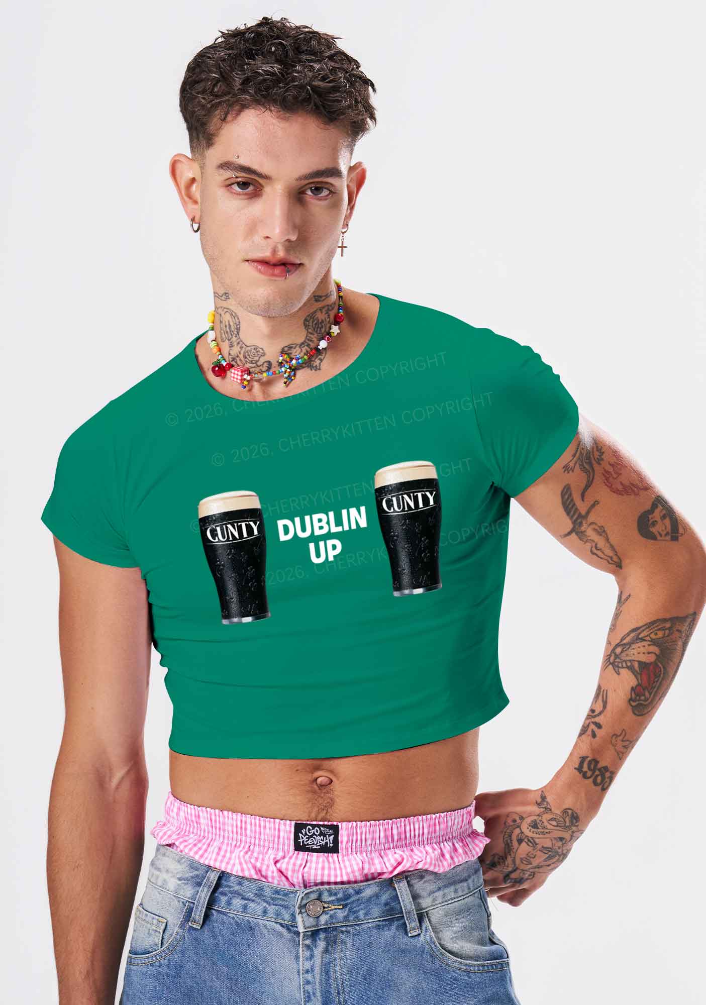 Dublin Up St Patricks Y2K Baby Tee Cherrykitten - Image 2