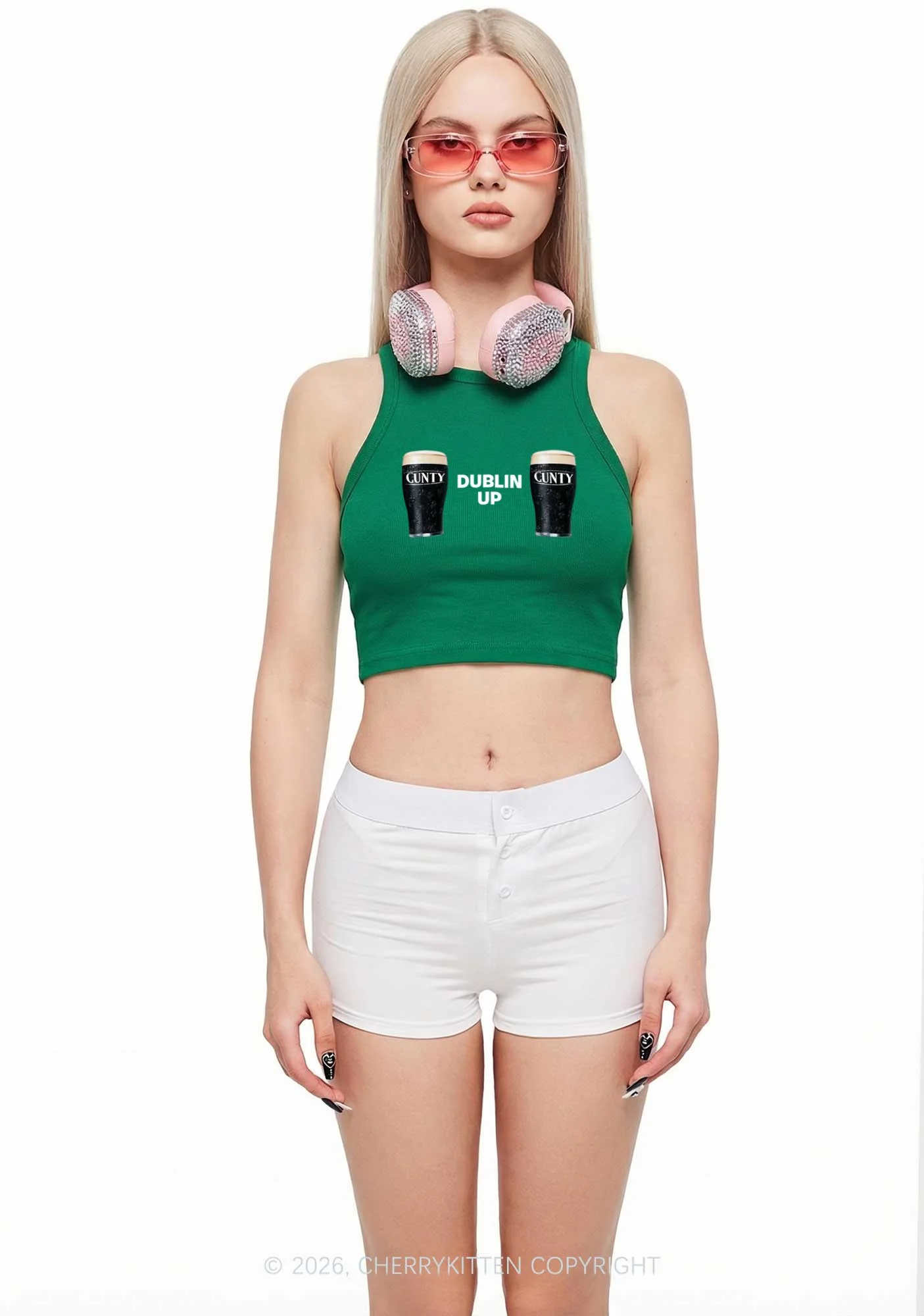 Dublin Up St Patricks Y2K Crop Tank Top Cherrykitten - Image 2