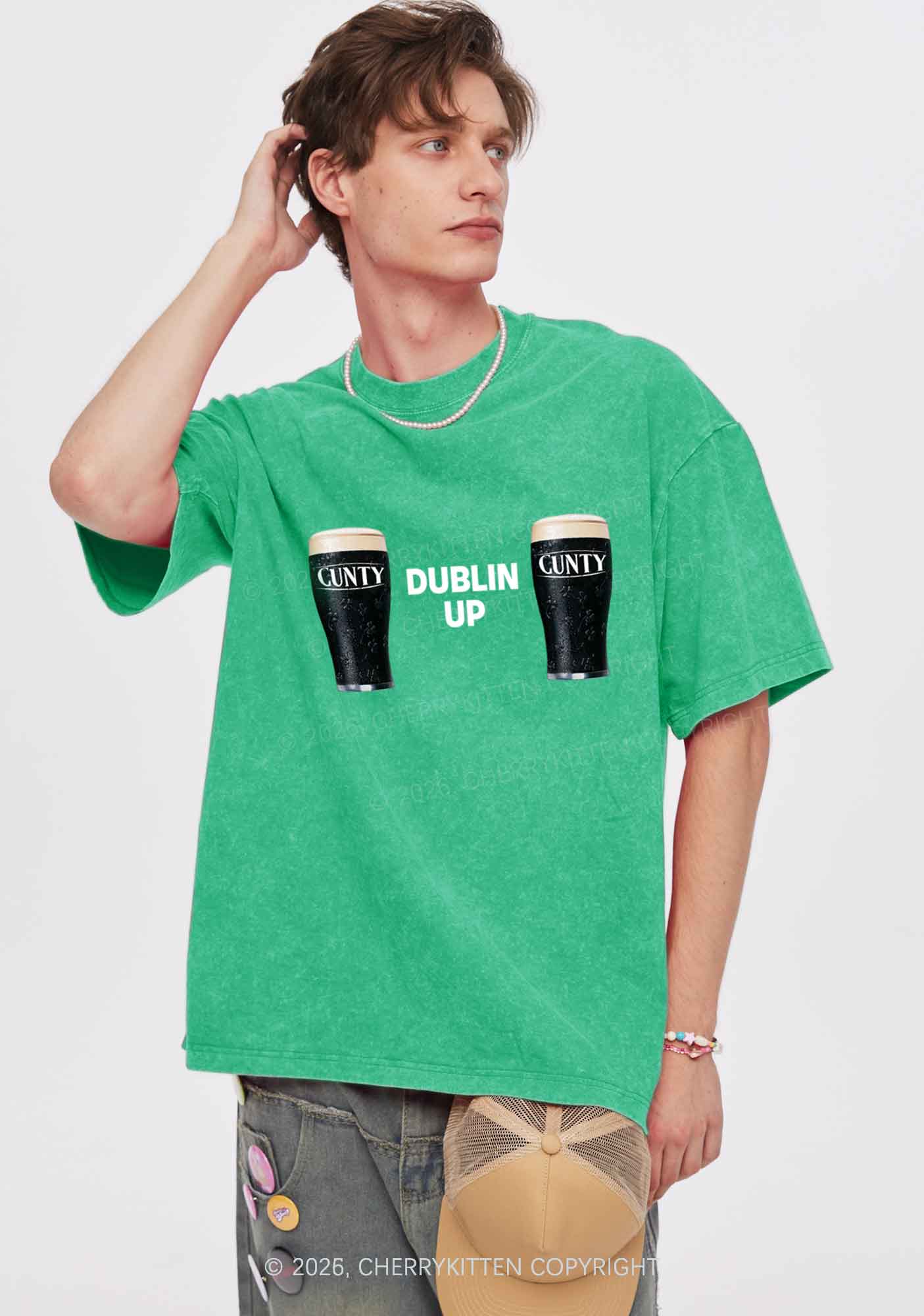 Dublin Up St Patricks Y2K Shirts Washed Tee Cherrykitten - Image 2