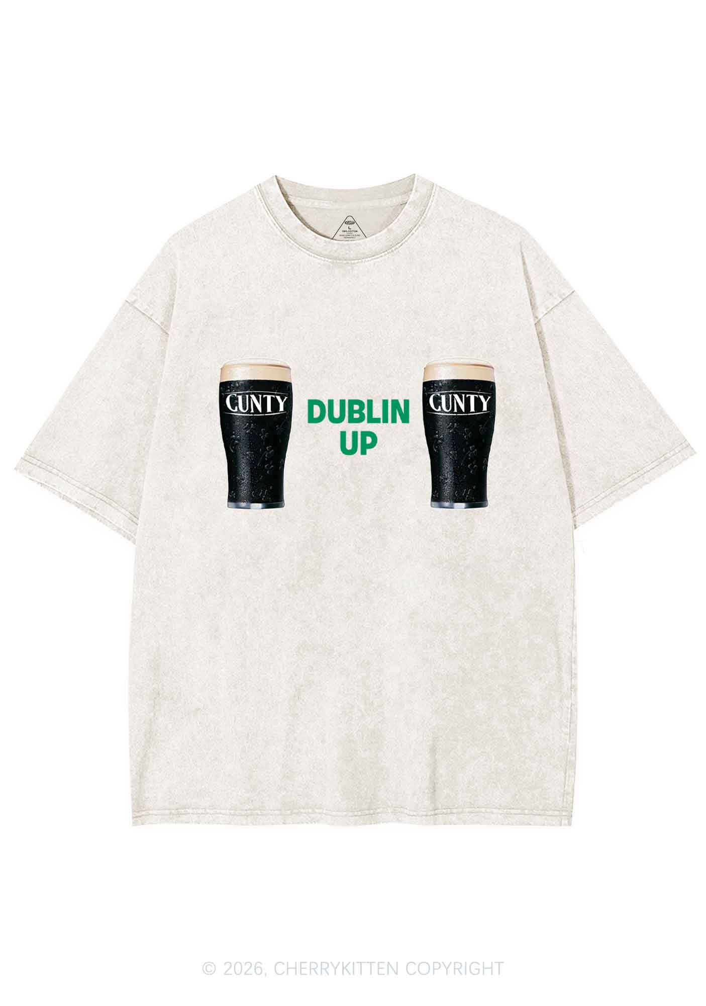 Dublin Up St Patricks Y2K Shirts Washed Tee Cherrykitten - Image 3