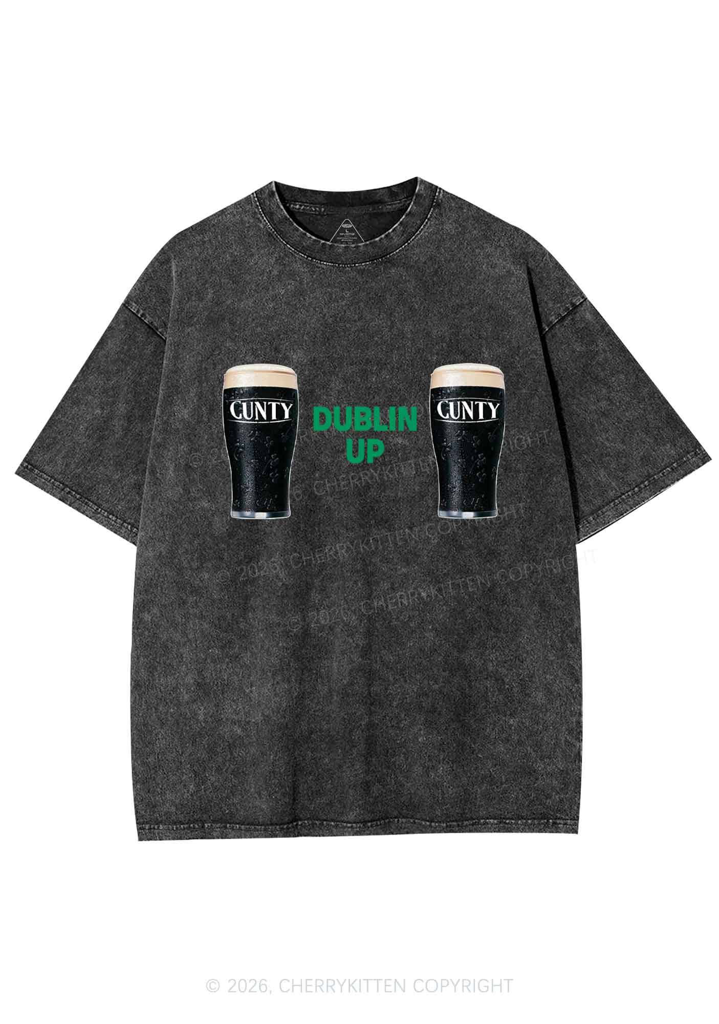 Dublin Up St Patricks Y2K Shirts Washed Tee Cherrykitten - Image 4