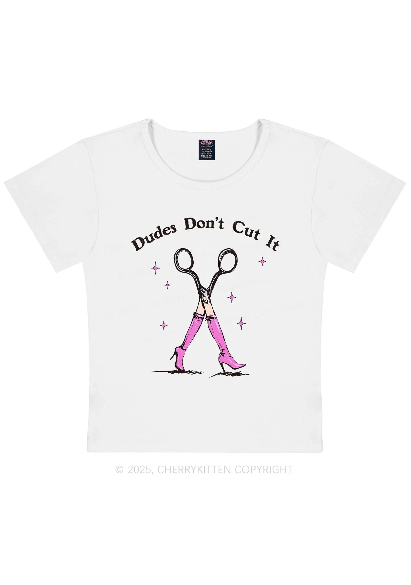Dudes Dont Cut It Y2K Baby Tee Cherrykitten - Image 4