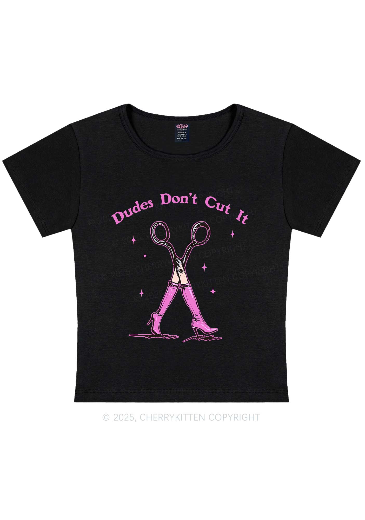 Dudes Dont Cut It Y2K Baby Tee Cherrykitten - Image 5