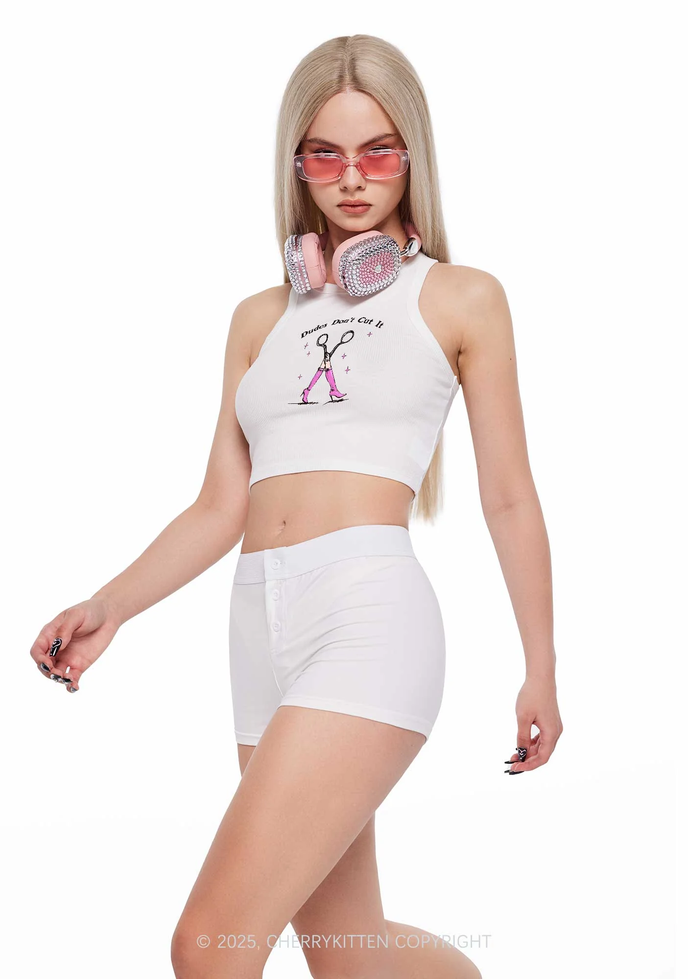 Dudes Dont Cut It Y2K Crop Tank Top Cherrykitten - Image 2