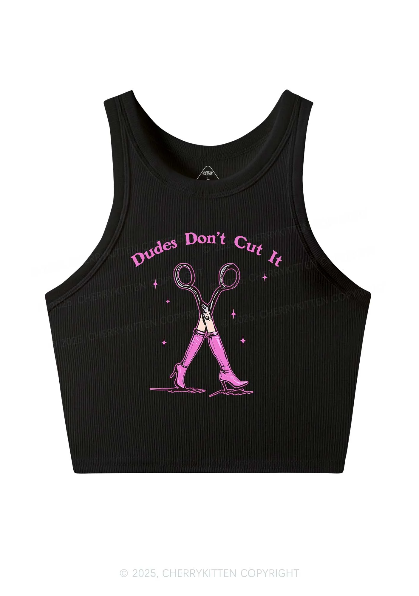 Dudes Dont Cut It Y2K Crop Tank Top Cherrykitten - Image 3