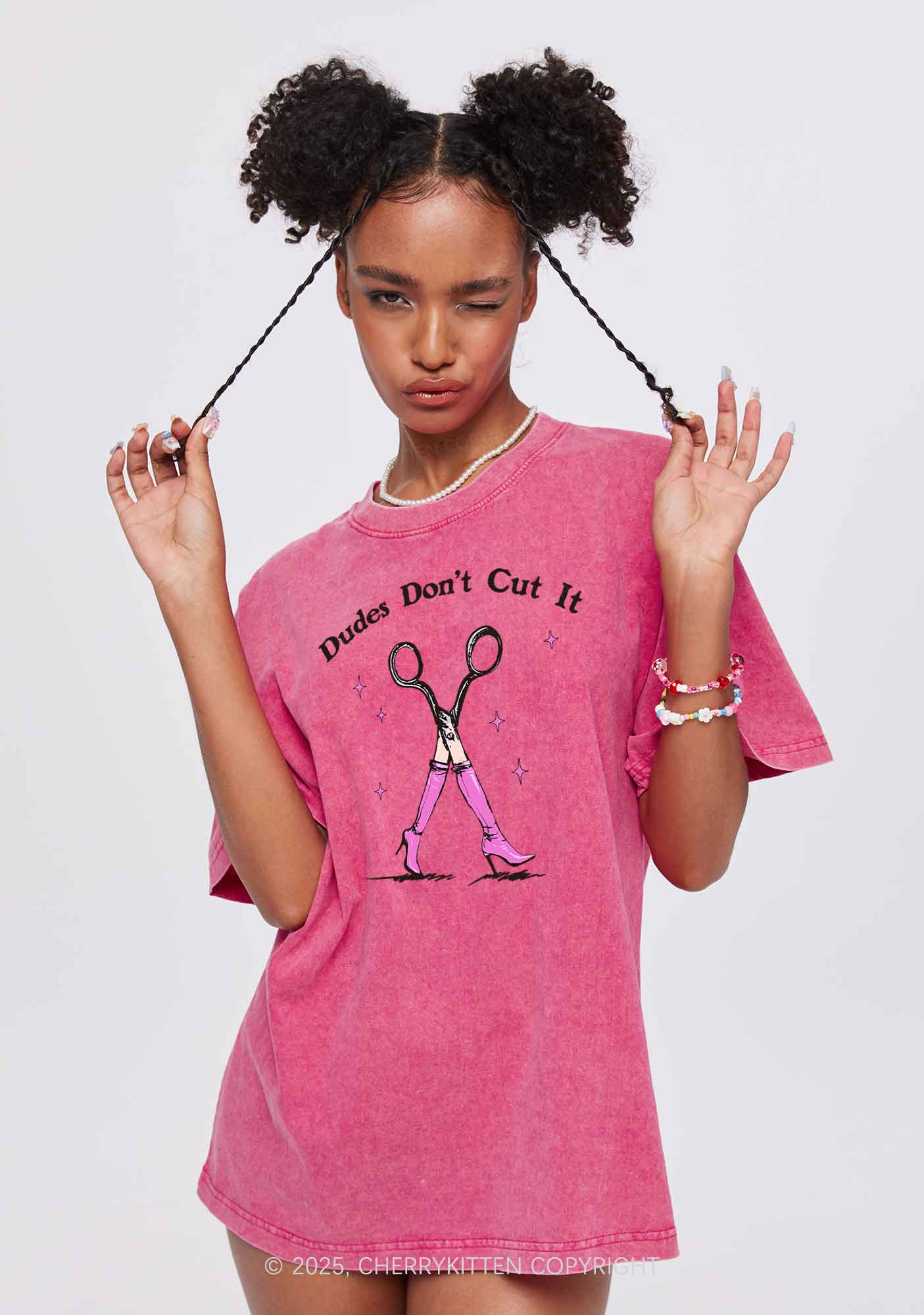 Dudes Dont Cut It Y2K Shirts Washed Tee Cherrykitten - Image 2