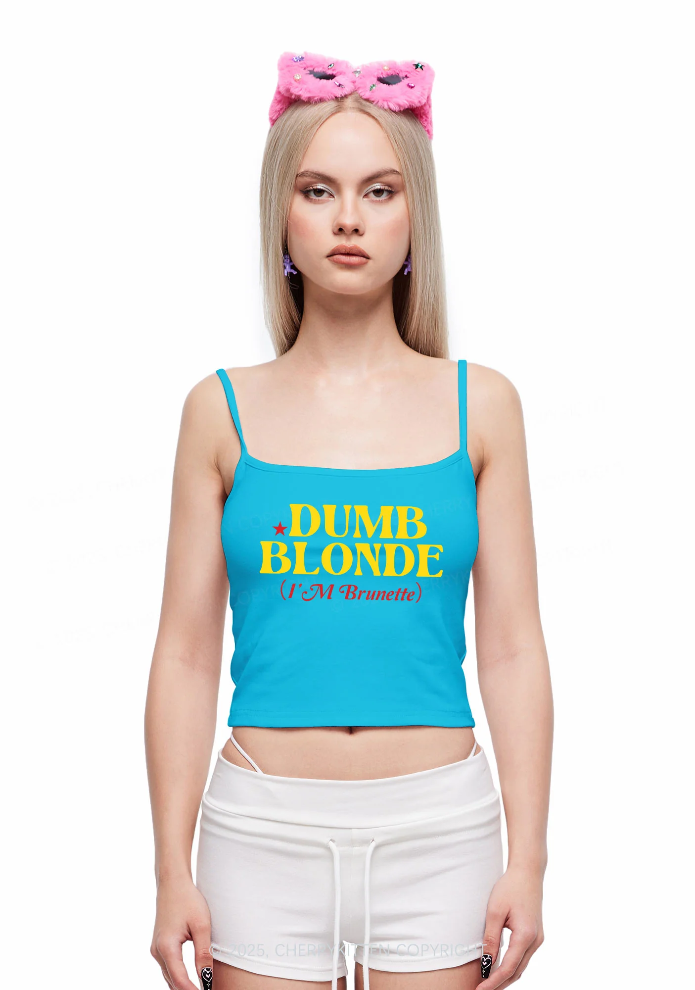 Dumb Blonde Brunette Y2K Spaghetti Strap Cami Cherrykitten - Image 2