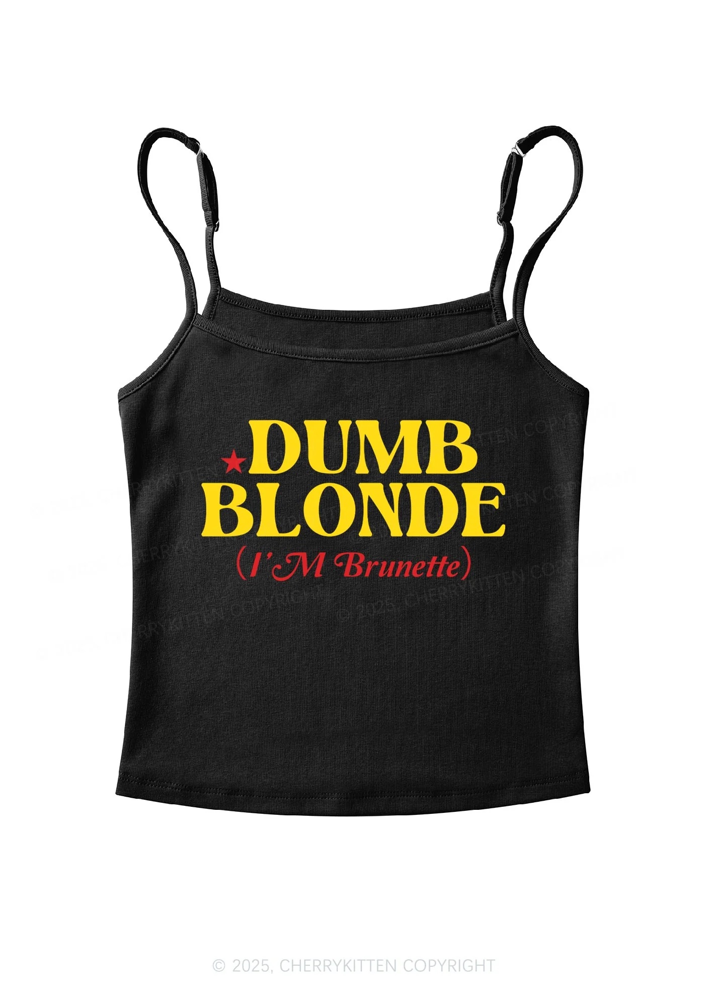 Dumb Blonde Brunette Y2K Spaghetti Strap Cami Cherrykitten - Image 3