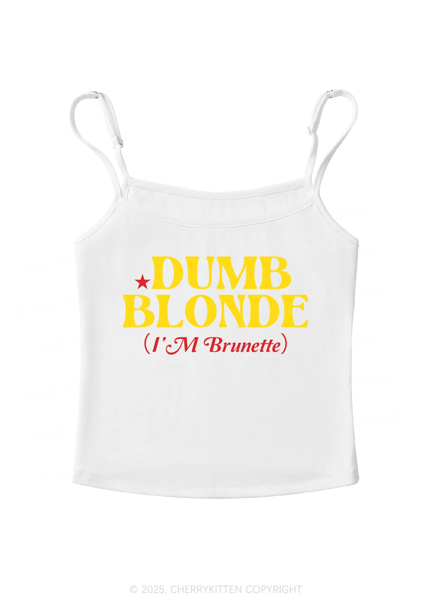 Dumb Blonde Brunette Y2K Spaghetti Strap Cami Cherrykitten - Image 4