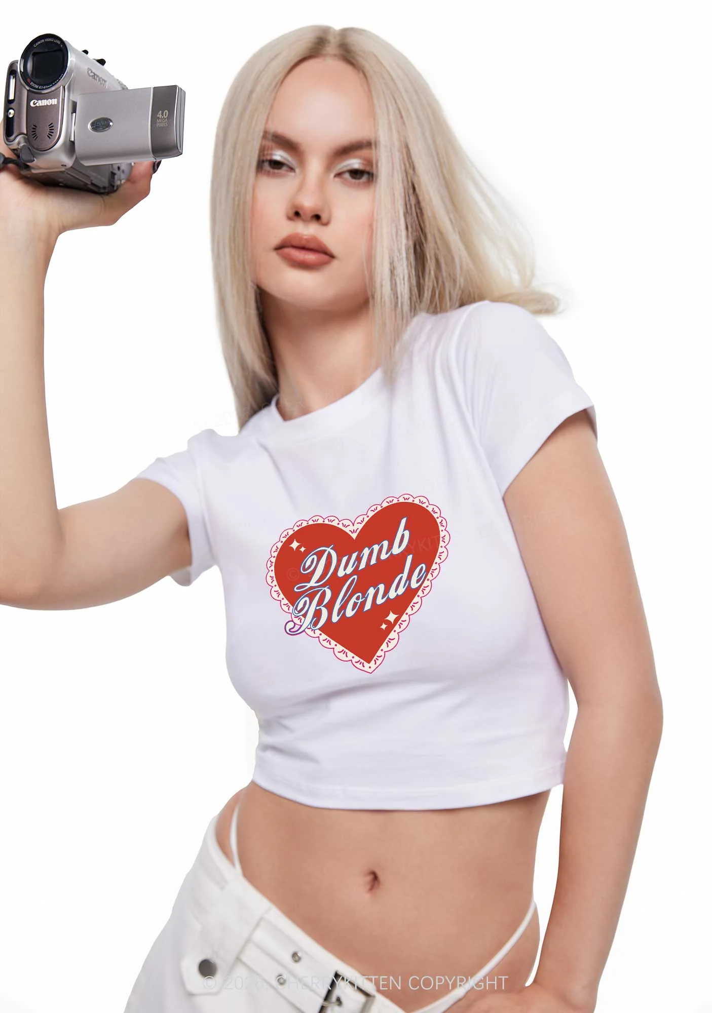 Dumb Blonde Valentine's Day Y2K Baby Tee Cherrykitten - Image 2