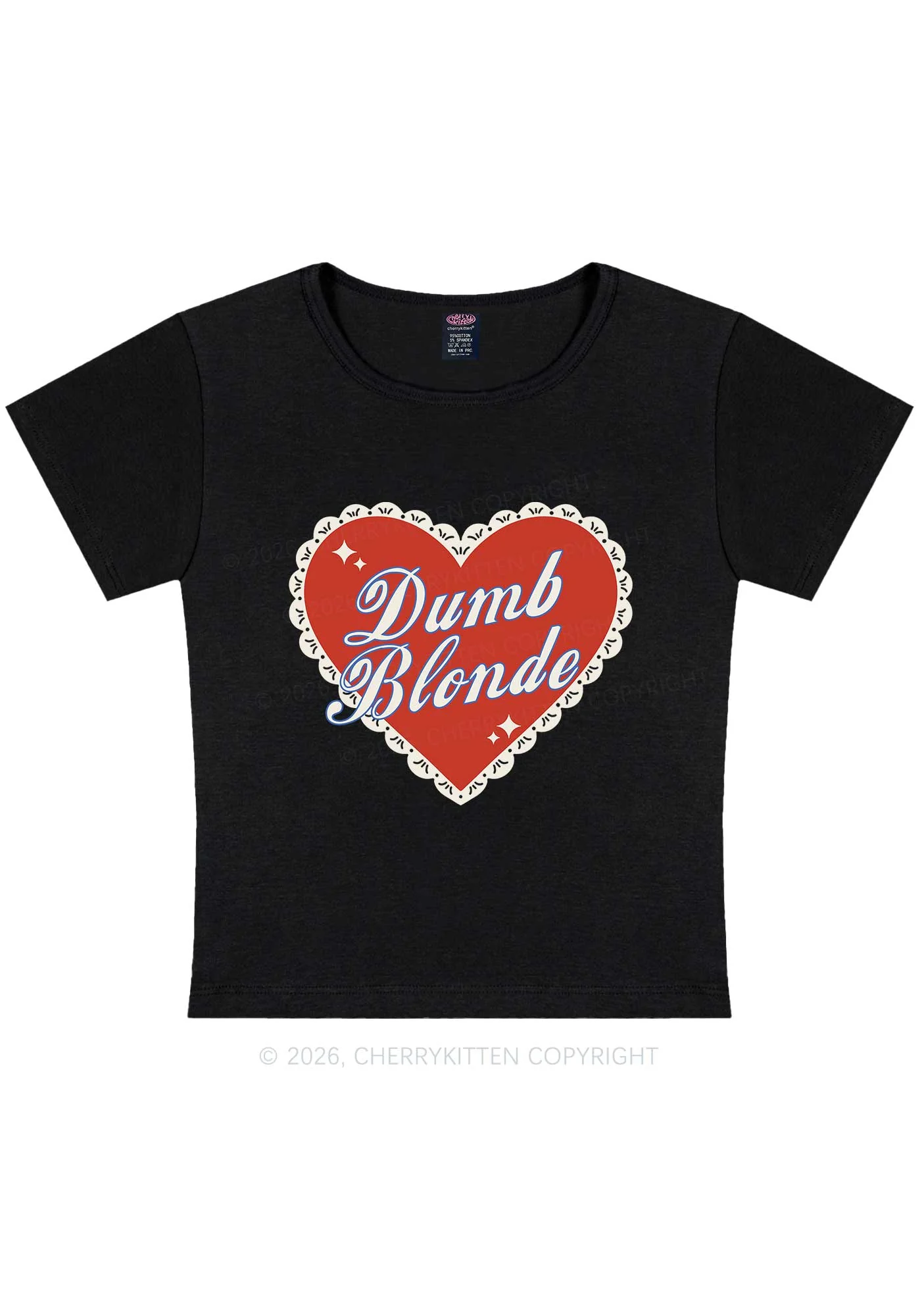Dumb Blonde Valentine's Day Y2K Baby Tee Cherrykitten - Image 3