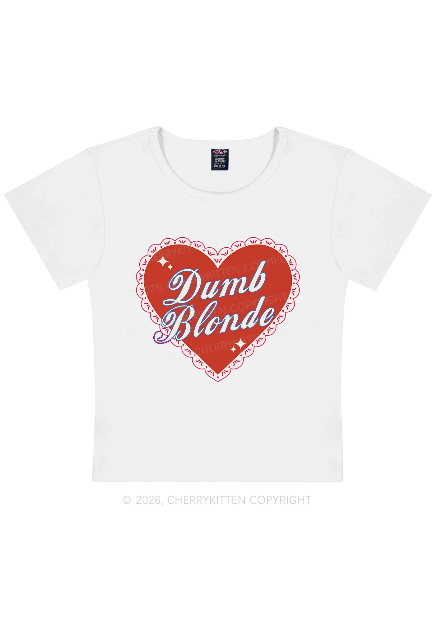 Dumb Blonde Valentine's Day Y2K Baby Tee Cherrykitten - Image 4