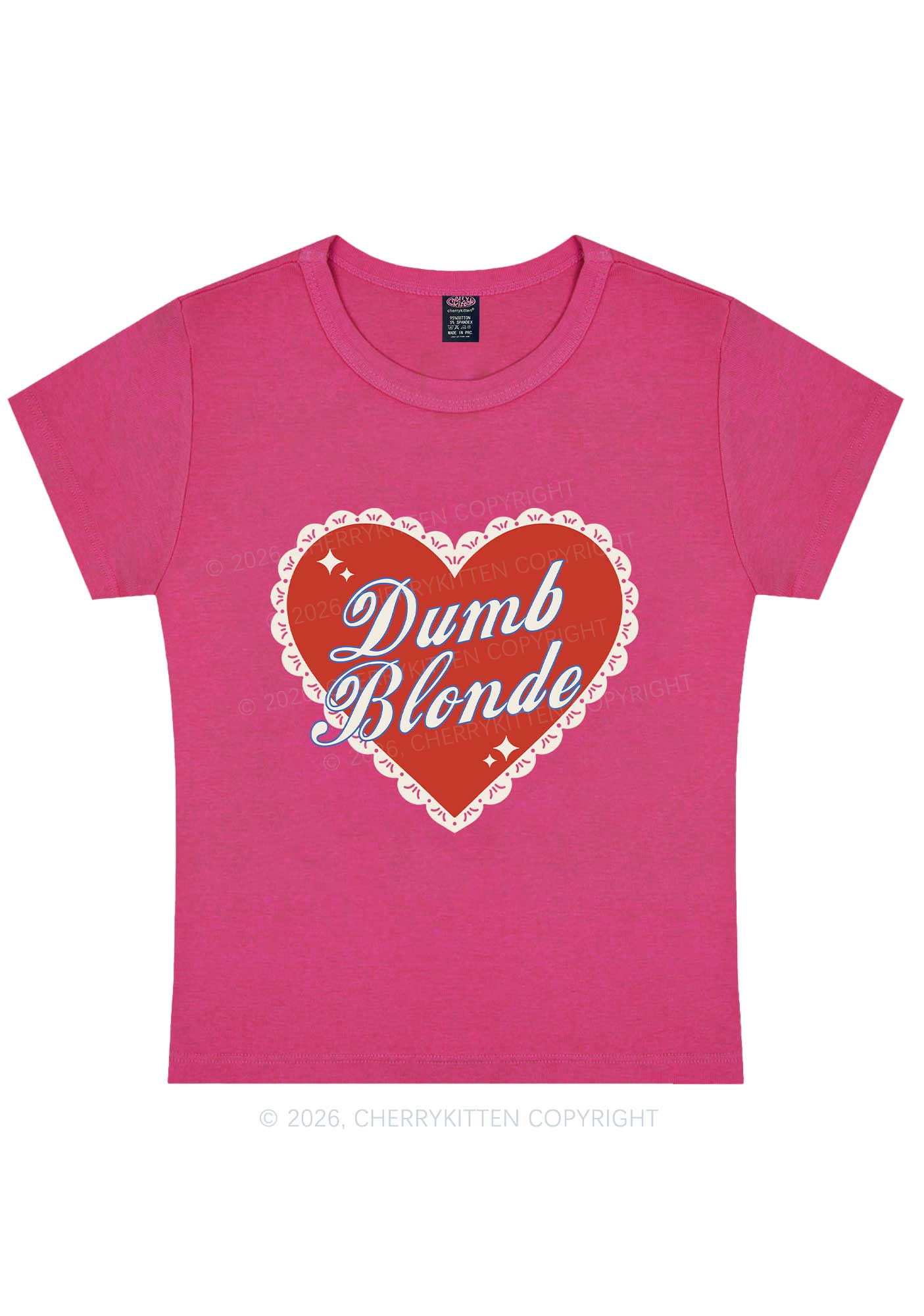 Dumb Blonde Valentine's Day Y2K Baby Tee Cherrykitten - Image 6